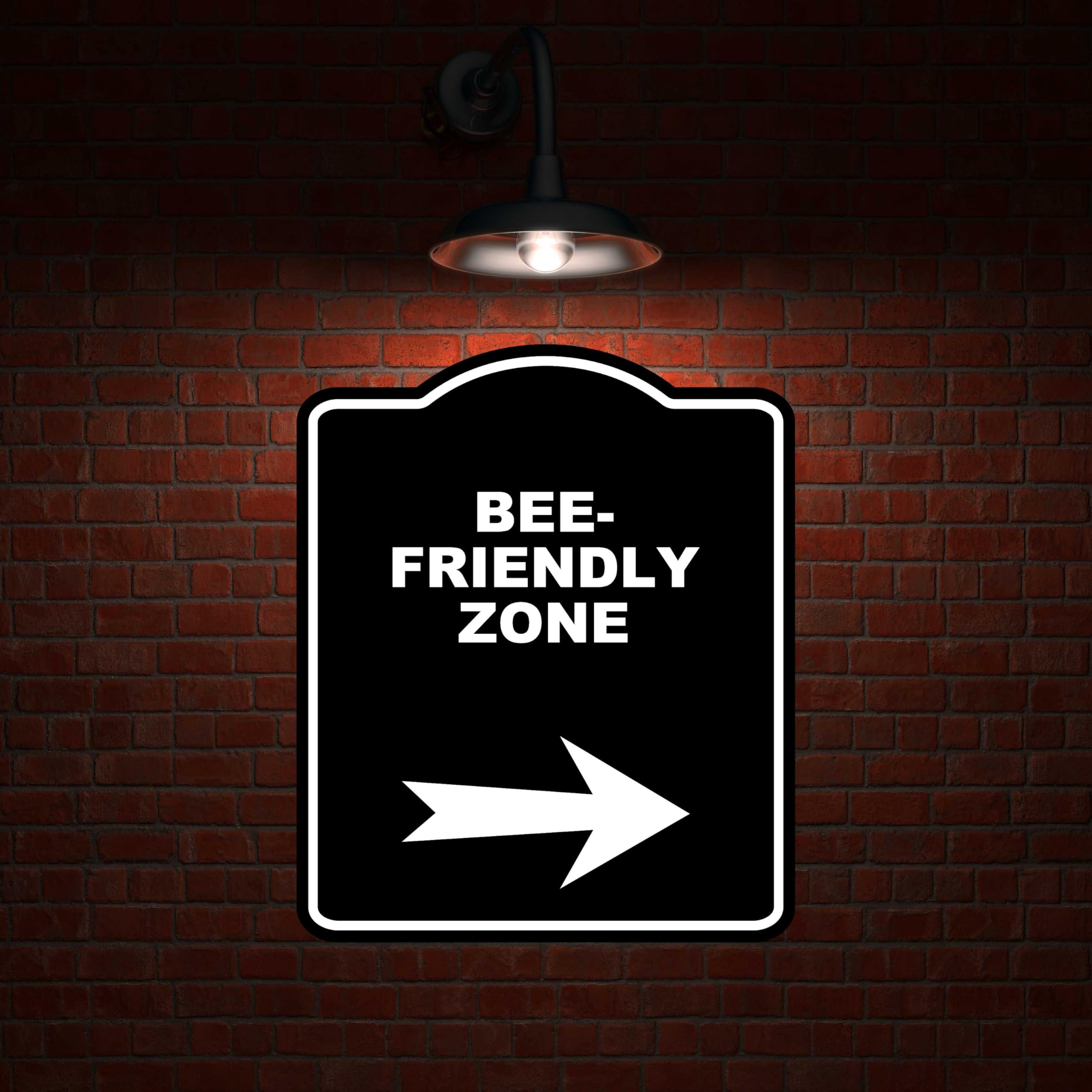 BEE-FRIENDLY ZONE Black Sign Arrow Down Aluminum Composite Sign 15 x 18 inches