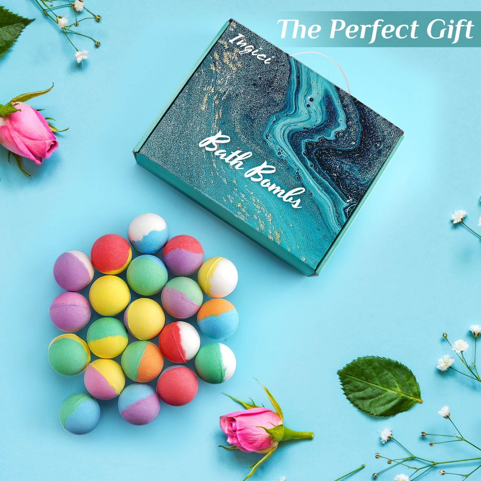 Ingici Bath Bombs Gift Set - 20Pcs Bath Bombs for Women, Christmas Gifts for Women, Birthday Gifts for Women, Christmas Stocking Stuffers for Women