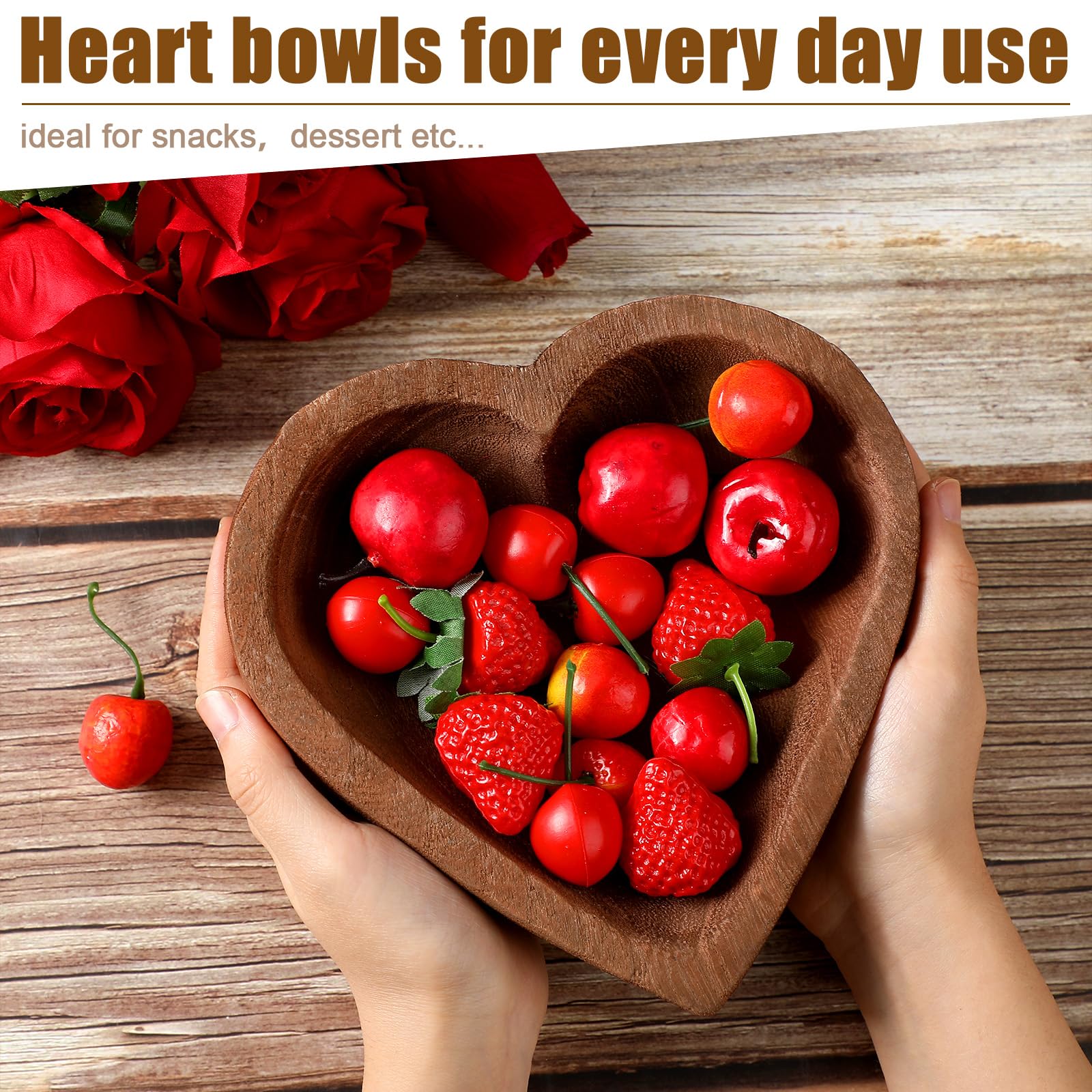 Tioncy 10 Pcs Wooden Dough Bowls Wood Shaped Hand Carved Paulownia Serving Dough Bowl Bulk for Home Dining Holding Making Bread Fruits Table Supplies, 7 Inch