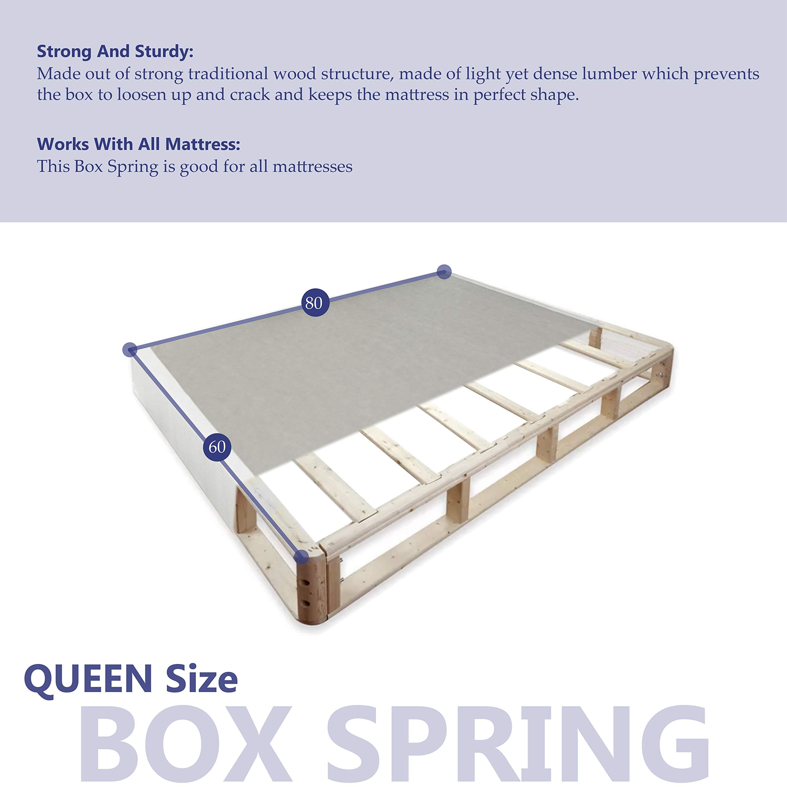 Comfort Bedding 100-5/0-3-S Wood Split Traditional Box Spring/Foundation for Mattress Set, Queen, Beige