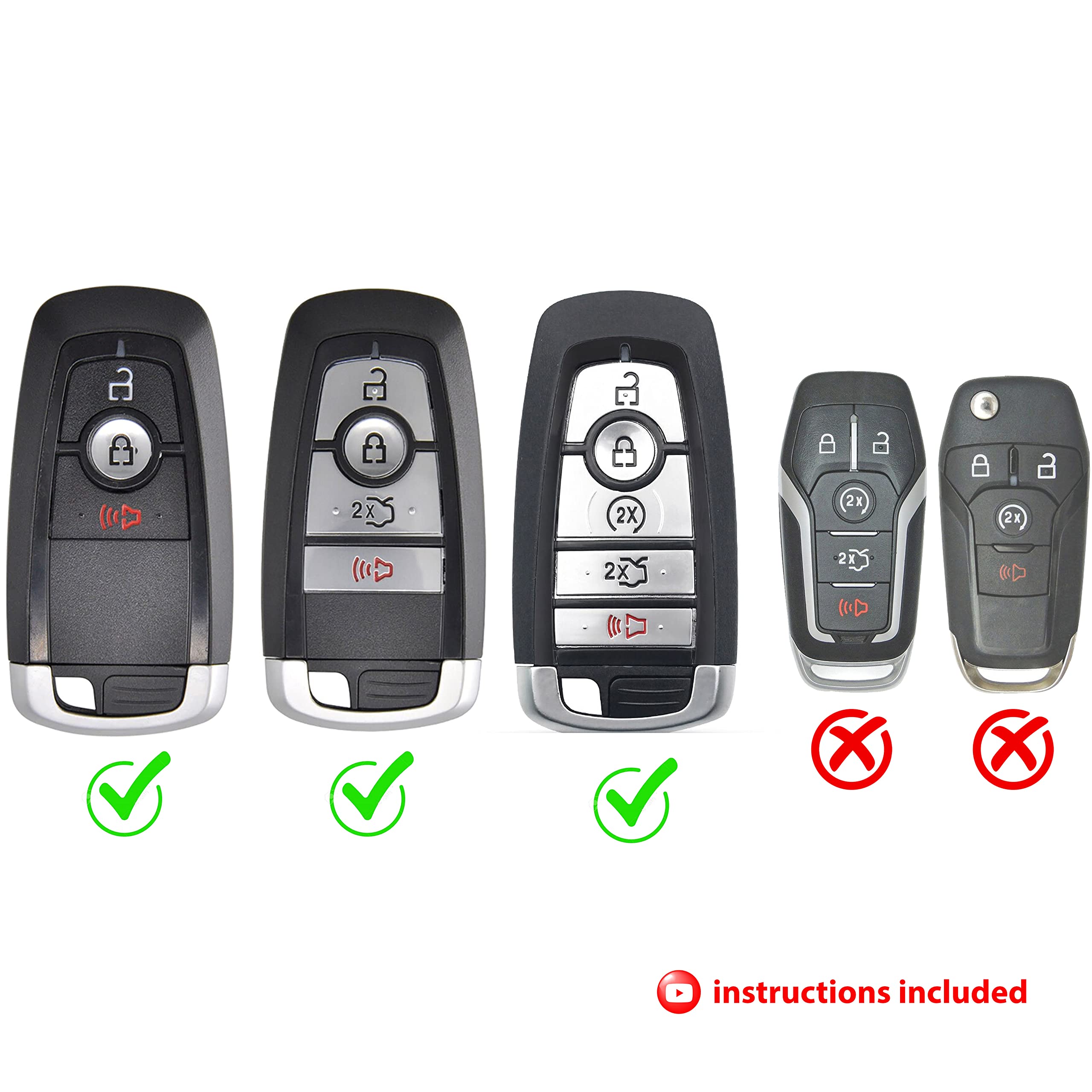 CR2450 OEM for Ford Lincoln Remote Key Fob fits Case Shell (2017-2023) Bronco EcoSport Edge Expedition Explorer F-150 250 350 450 550 Fusion Mustang Ranger Transit Aviator Corsair Nautilus Navigator
