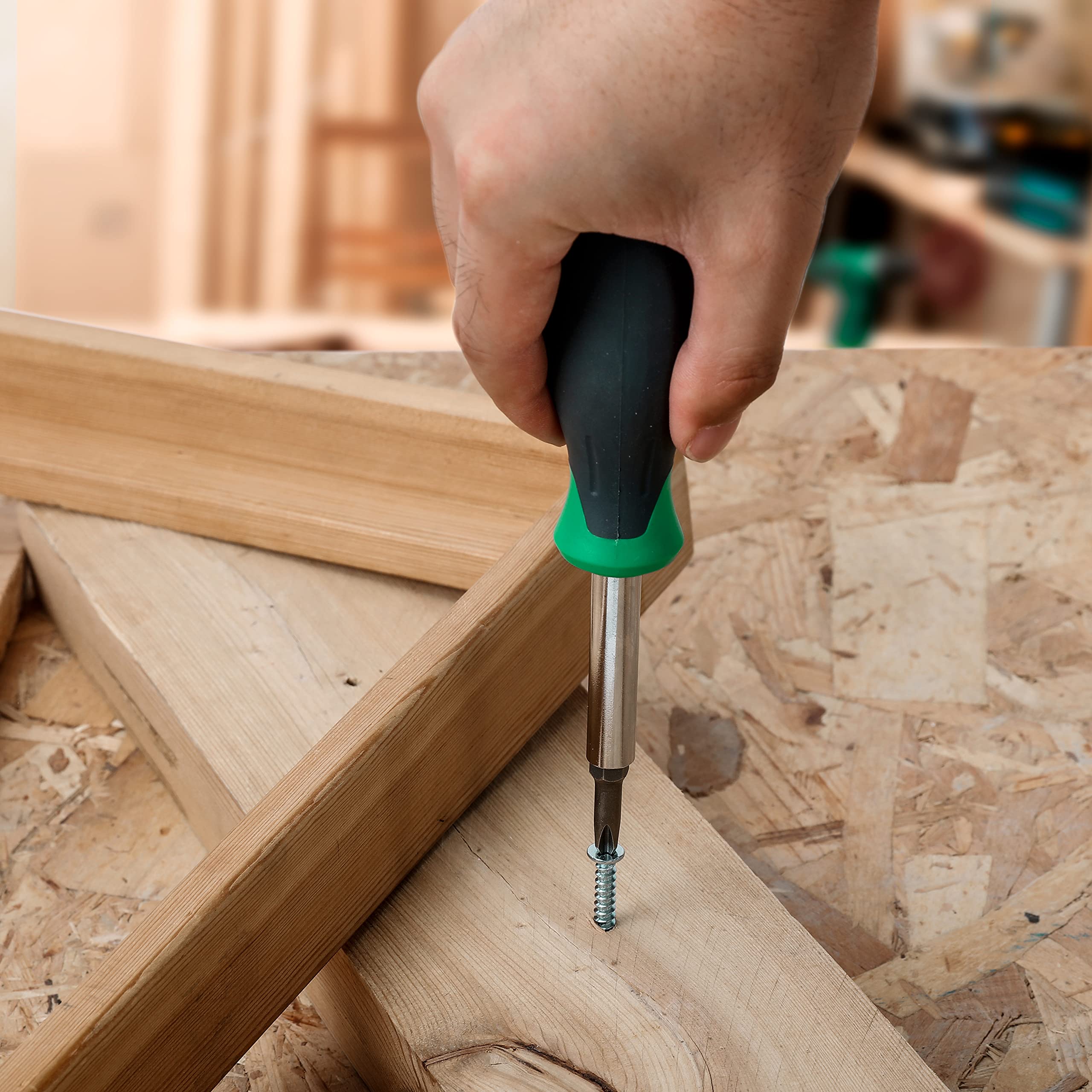 Amazon Basics 6 In 1 Multi-Bit Screwdriver/Nut Driver, Multicolor(Silver, Northern Glow Green, Grey)(Previously Denali brand)