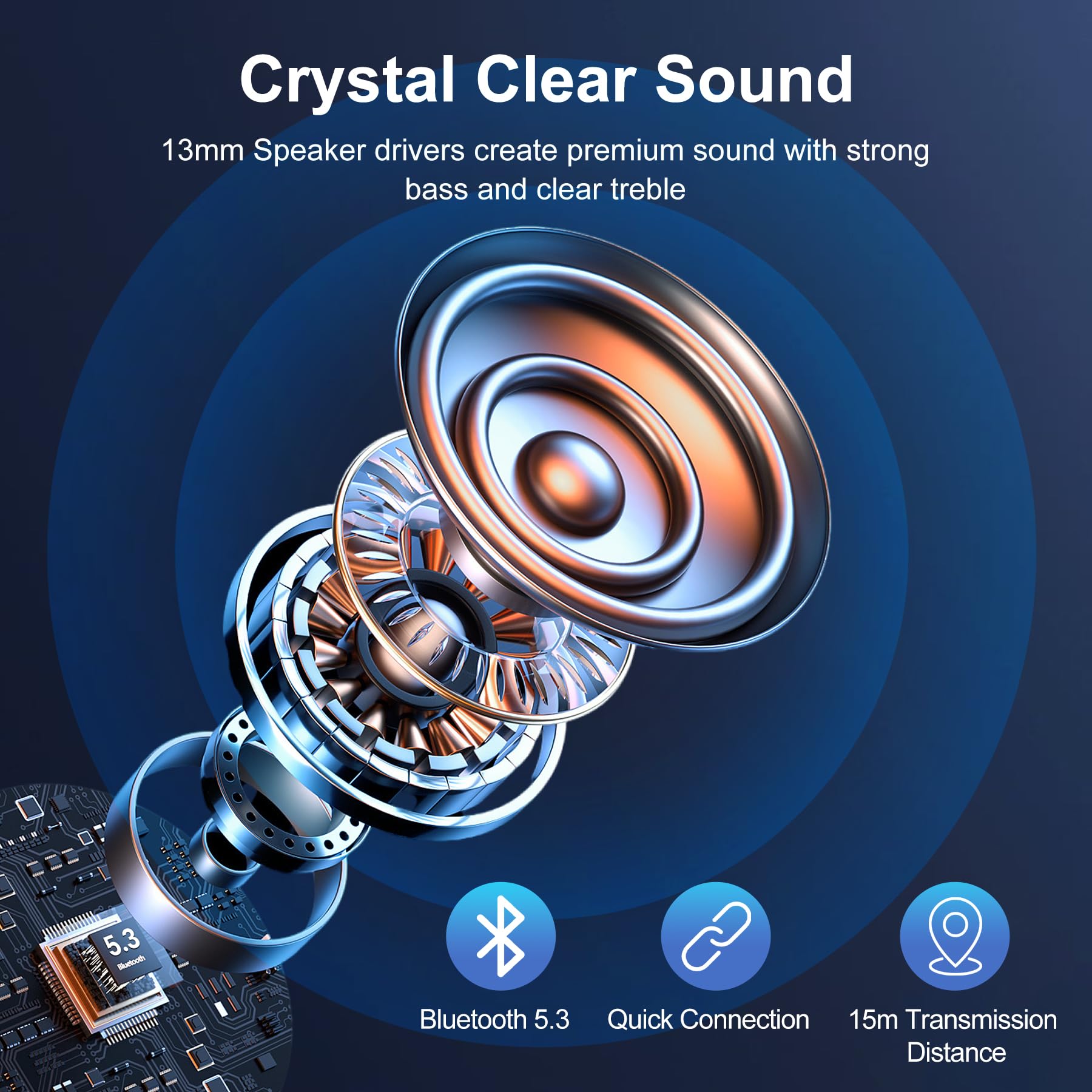 Blackview Wireless Noise Canceling Earbuds in Ear Headphones Wireless Bluetooth 5.3, Ear Buds Built-in Mic Sports Earbuds IPX7 Waterproof,56H Playtime LED Power Display for Android/iOS Phone