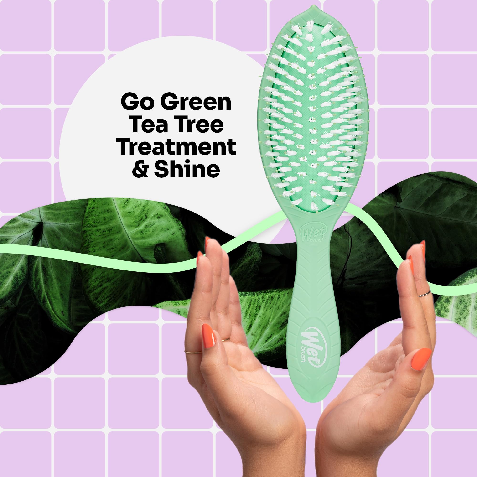 Wet Brush Go Green Tea Tree Oil Infused Detangling Hair Brush - Pain-Free Ultra-Soft Detangler Bristles Glide Through Tangles with Ease - Protects Against Split Ends
