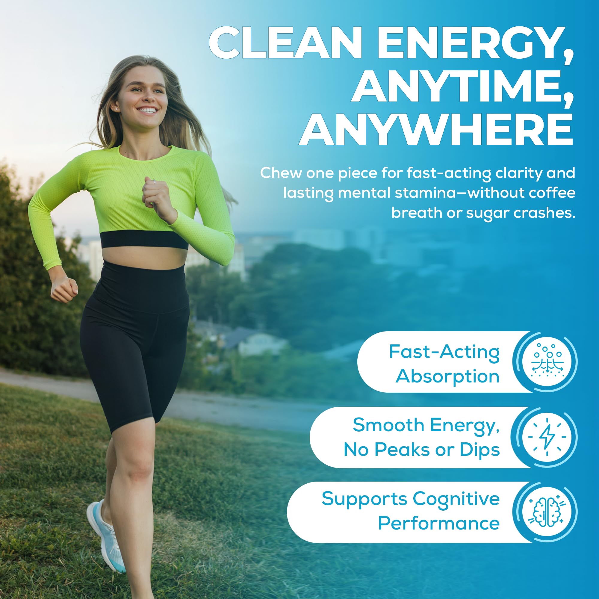 UPLIFE Energy and Focus Gum 90 Pcs – Made in USA - Peppermint Gum Flavor – Natural Caffeine Gum Coffee Alternative - Organic Gum with 40mg Caffeine + 80mg L-Theanine + B3 & B12 - Suger Free, Non GMO