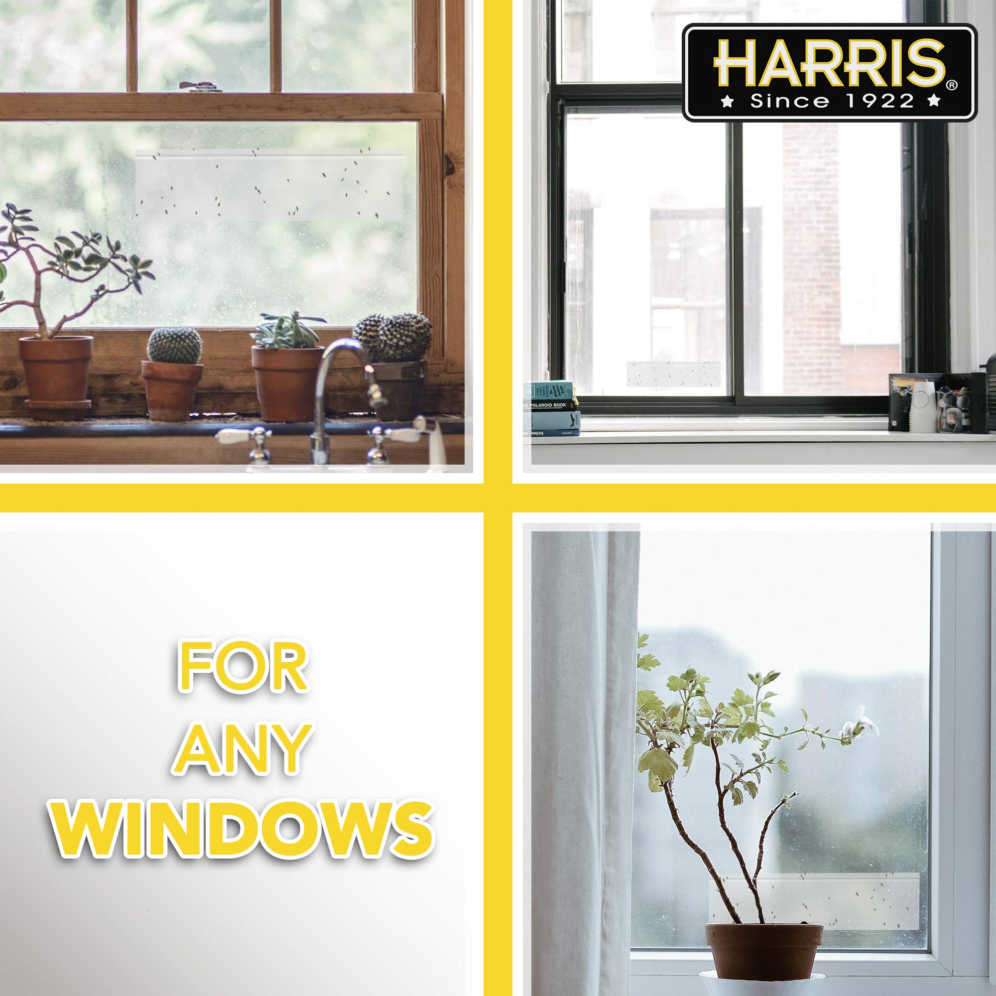 HARRIS Indoor Window Fly Trap, 12 Pack Clear Sticky Strips Kills Flies