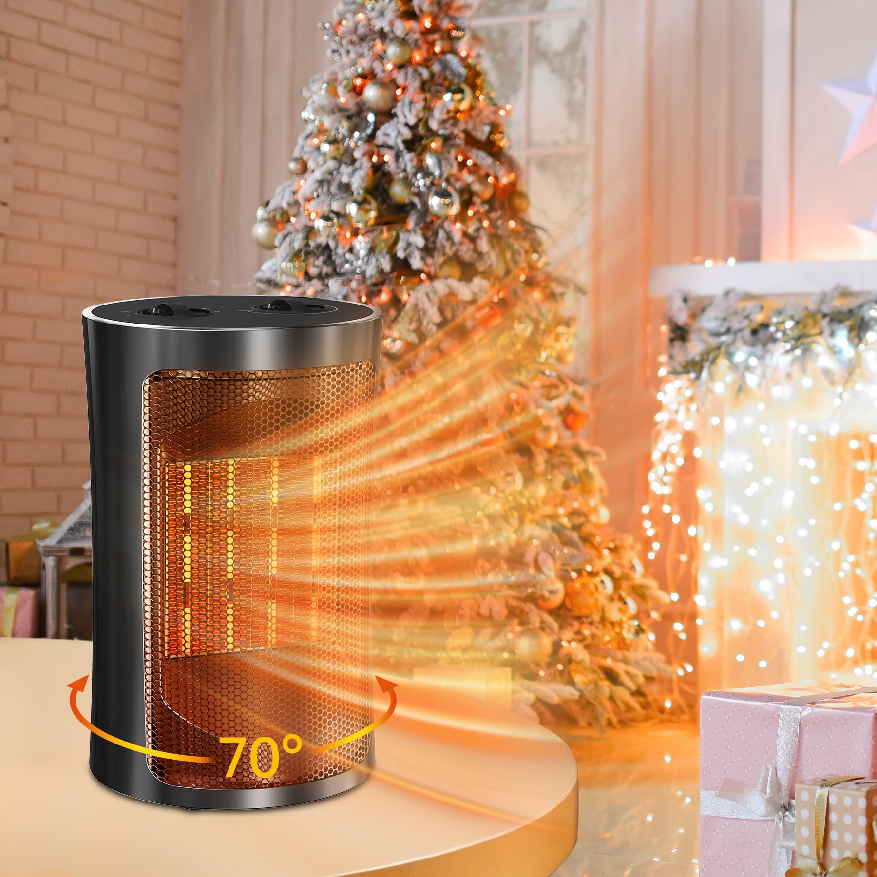 Space Heaters for Indoor Use, Portable 1500W/750W PTC Ceramic Space Heater, Small Space Heater with Thermostat, Three Modes, Overheat and Tip-Over Protection for Office Home