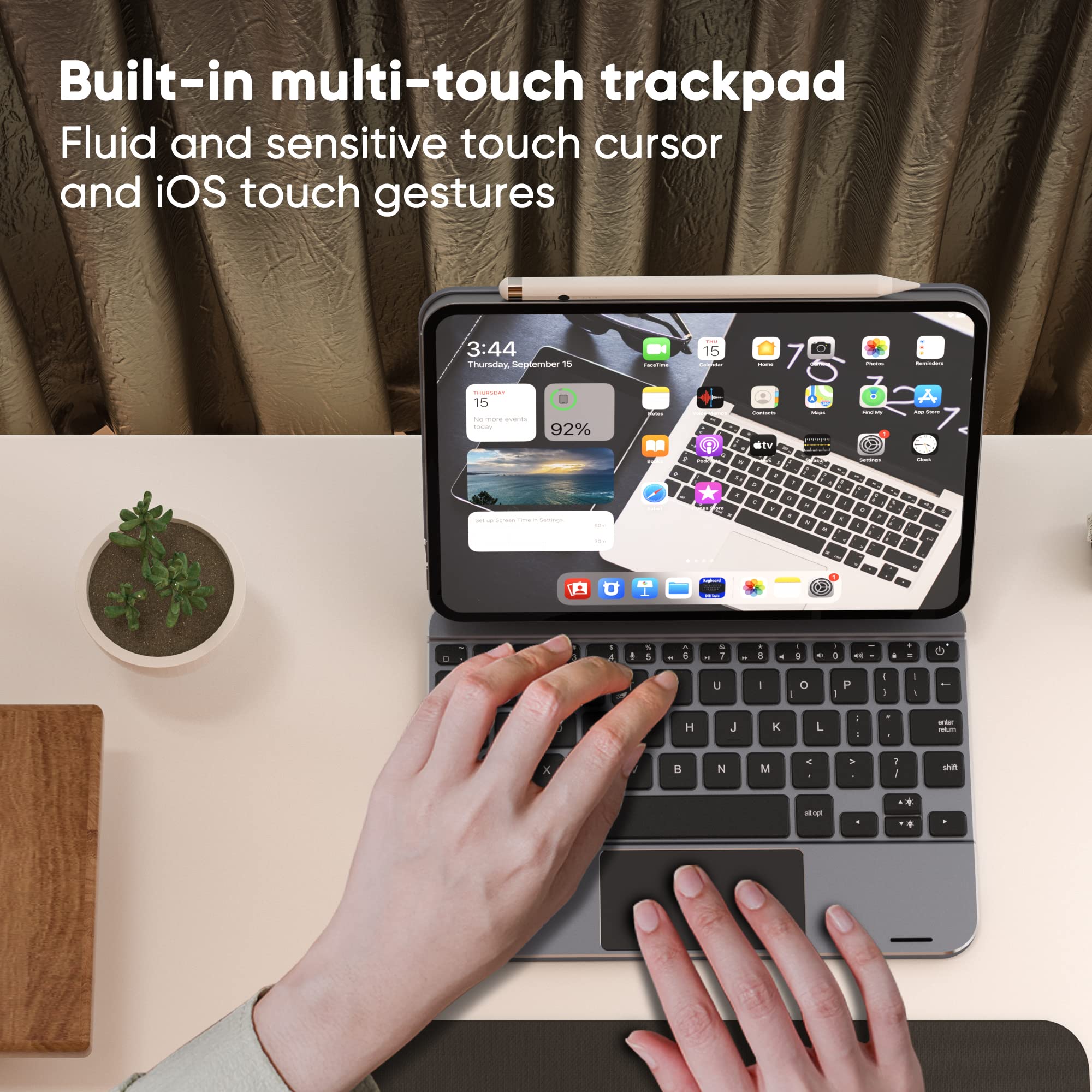 doqo iPad mini 7 & Mini 6 Keyboard case for 8.3-inch 6th 2021/7th 2024 Generation, Touchpad Wireless Backlit Keyboard, Magnetic Floating Cantilever Stand Protective Cover Folio Aluminum Alloy Gray