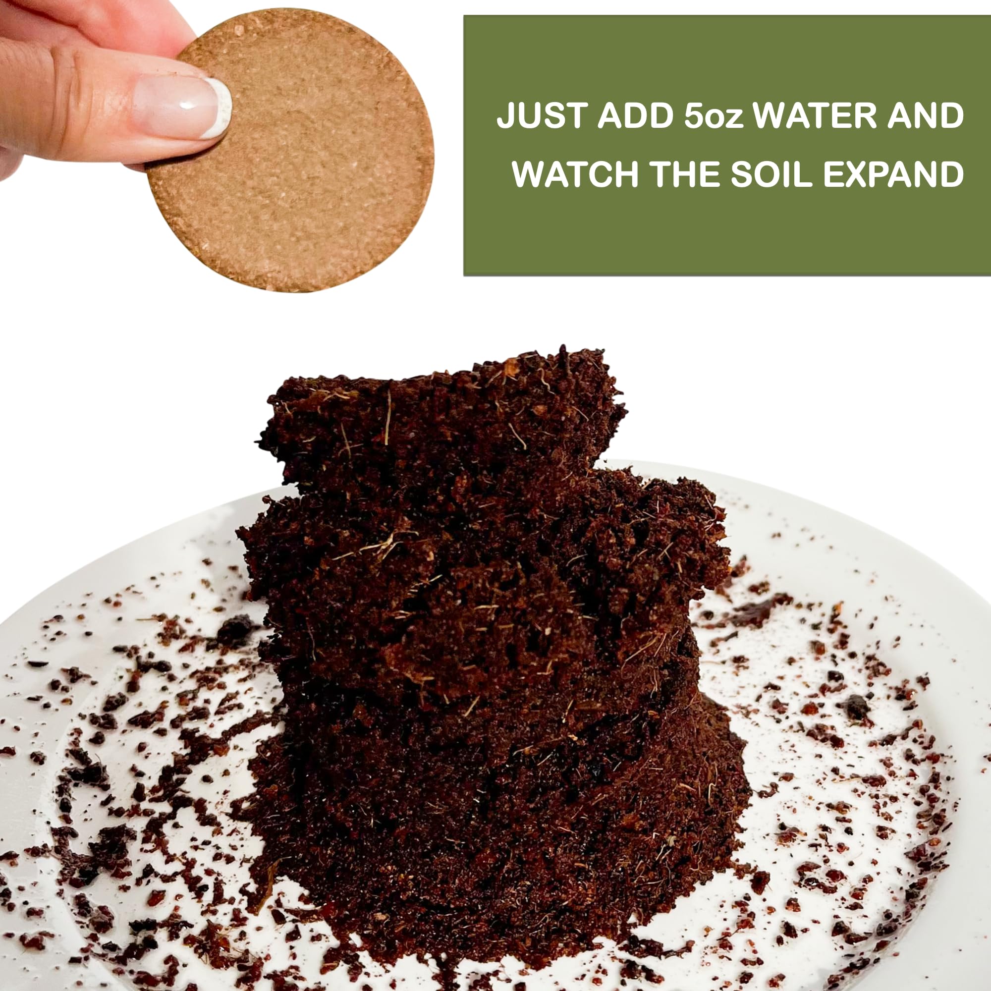 16 Pack Expanding Organic Fiber Soil, Amazing Potting Soil for Indoor Plants & Herbs. Soil Discs Made from Coco Coir. Expands to Fit 3β and 4β Pots.