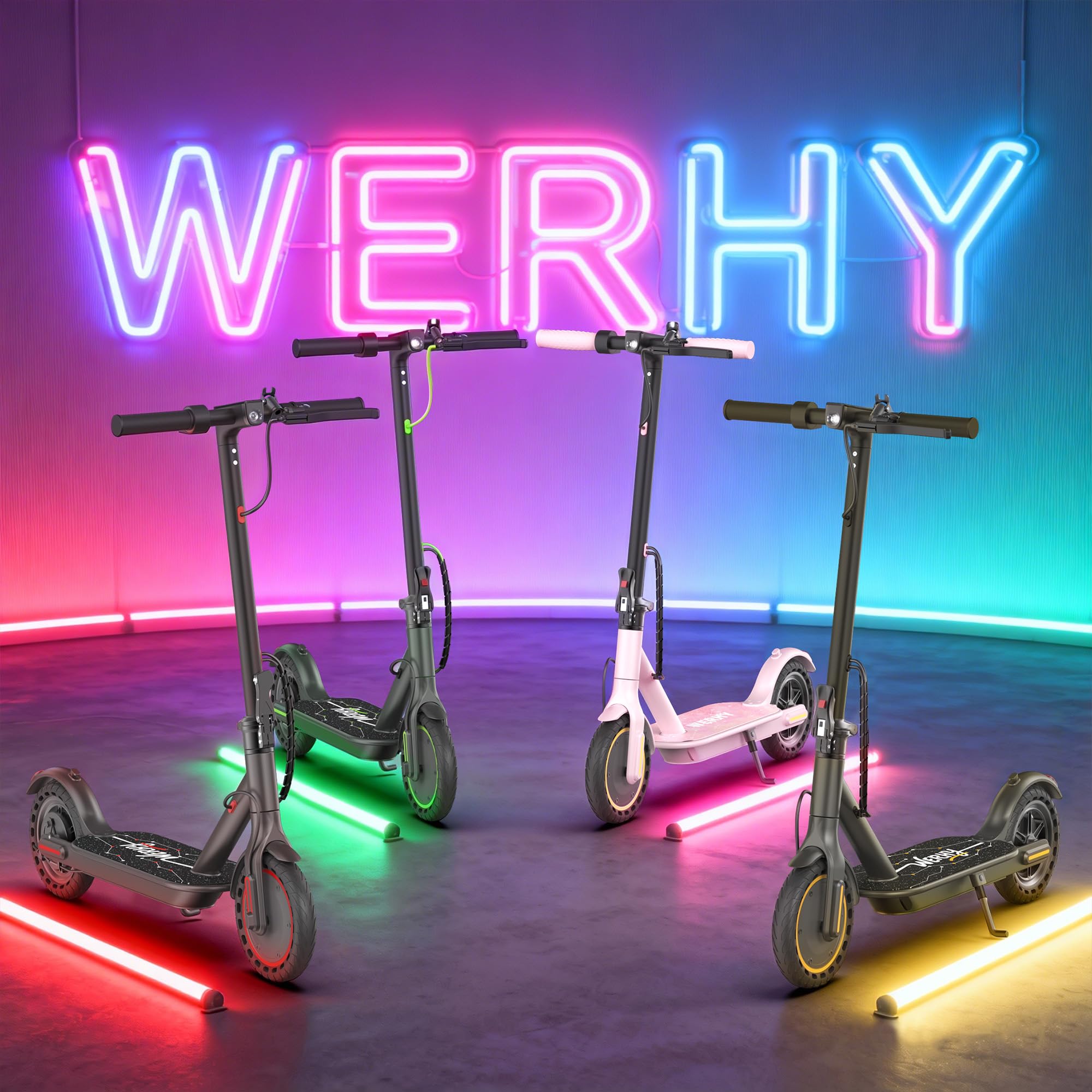 WERHY Foldable Electric Scooter, 350W Motor, Max 12Miles Long Range, 19 MPH Max Speed, 8.5" Solid Tire, Lightweight Foldable E-Scooter with Dual Braking, Digital Display, Cruise Control