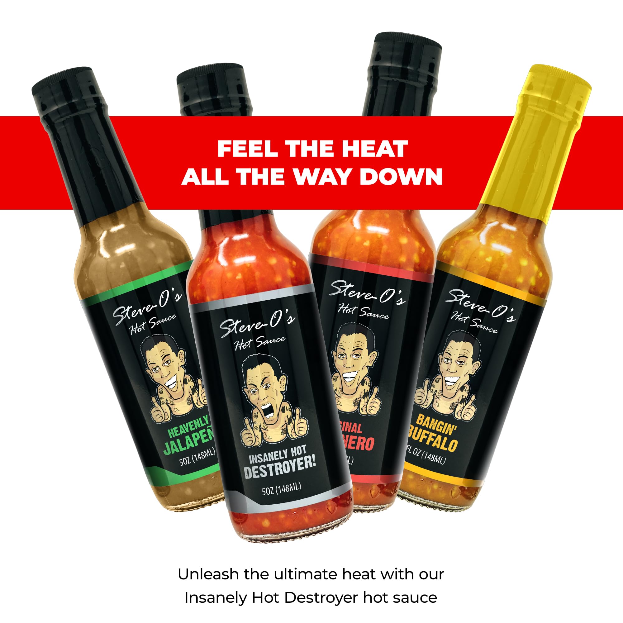 Steve-O's Destroyer Hot Sauce | Extreme Heat with Garlic, Scorpion, Naga Jolokia & Carolina Reaper Peppers | Spicy Sauce for Tacos, BBQ, Potatoes & Veggies | 5 fl oz