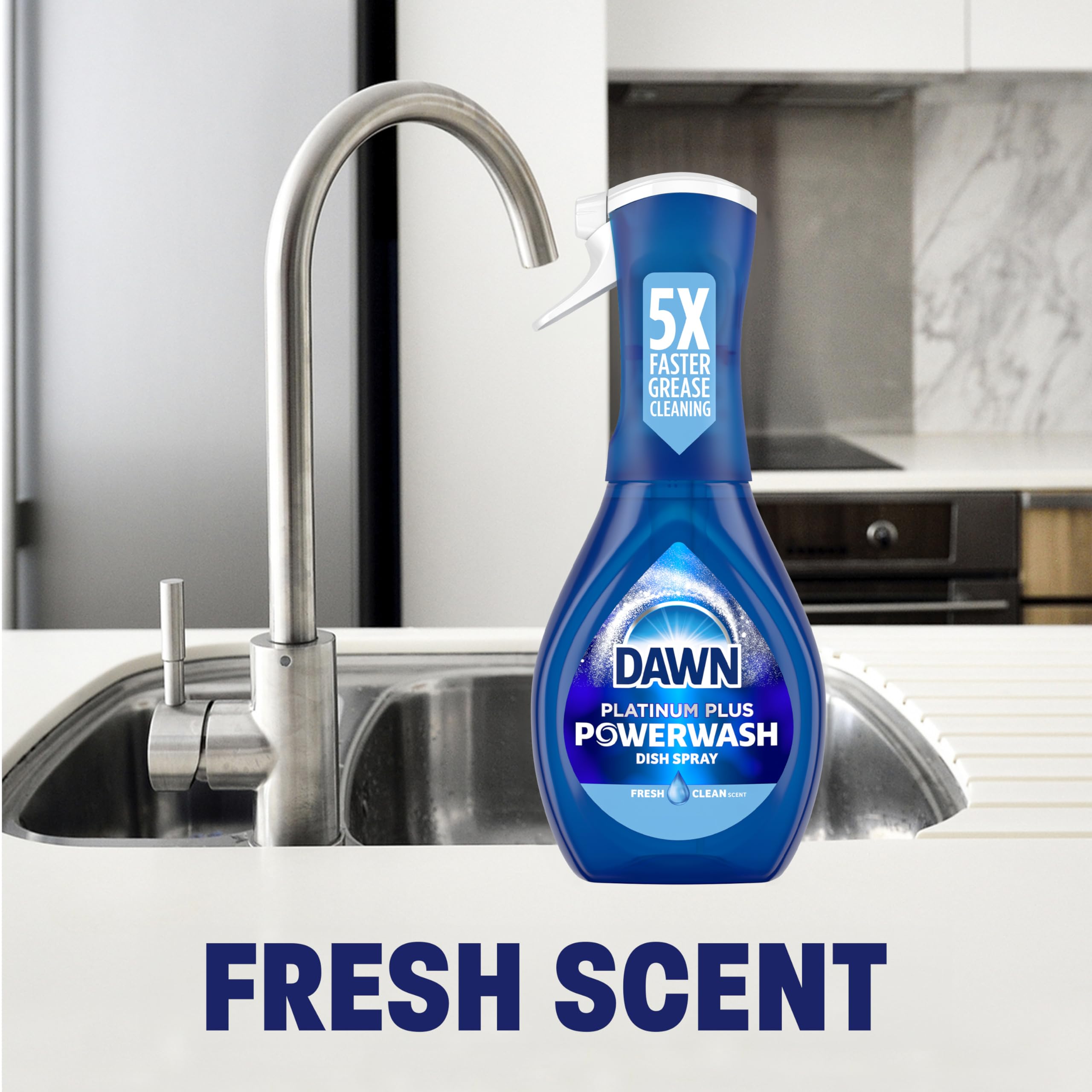 Dawn Platinum Powerwash Dish Spray, Dish Soap Liquid, Fresh Scent Bundle, 1 Spray (16oz) + 3 Refills (16oz each)(Pack of 4)