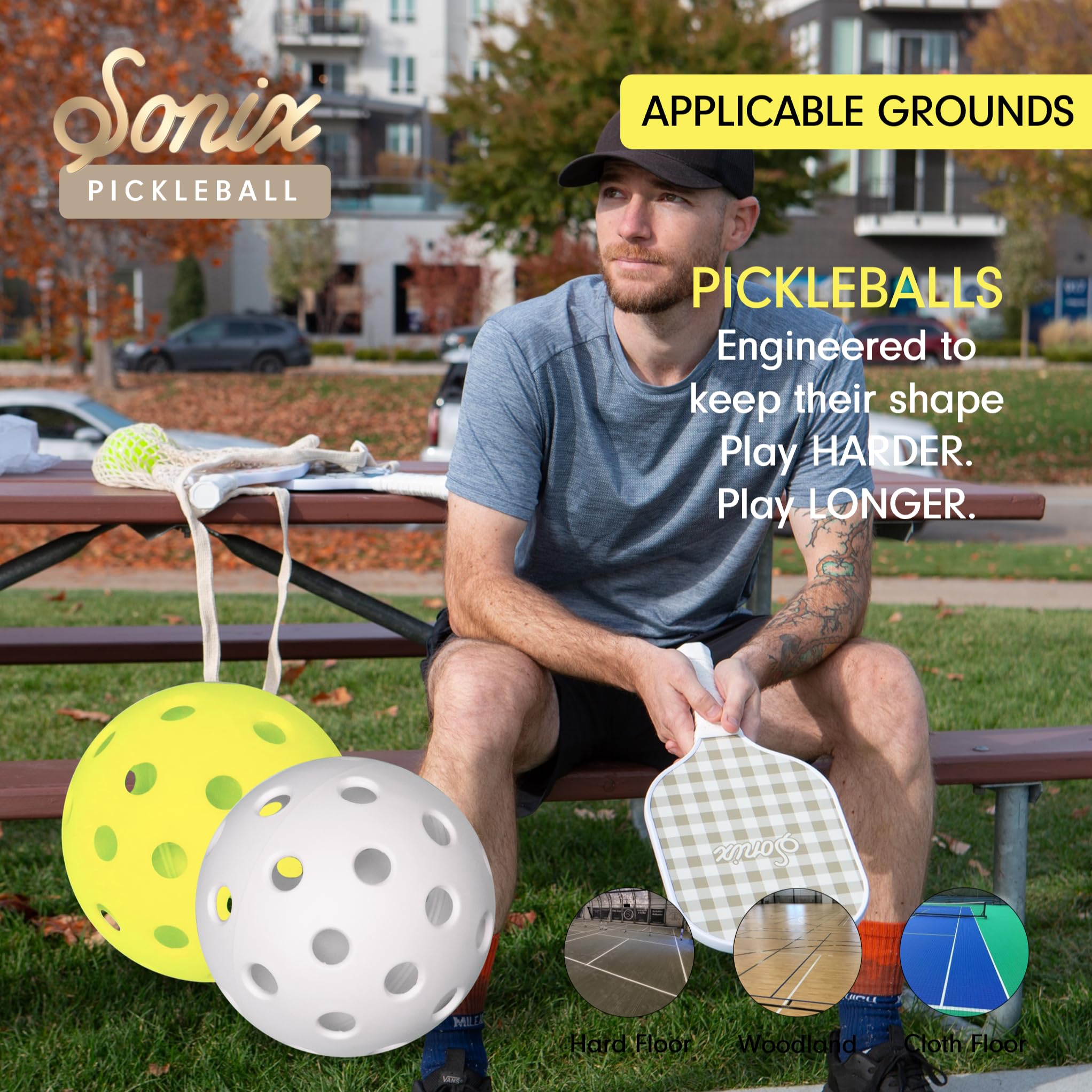 Sonix | Pickleball Paddles Set of 2 | Fiberglass Surface Pickleball Set with 2 Rackets, 4 Balls, & 1 Net Carrying Bag | Cottage Floral