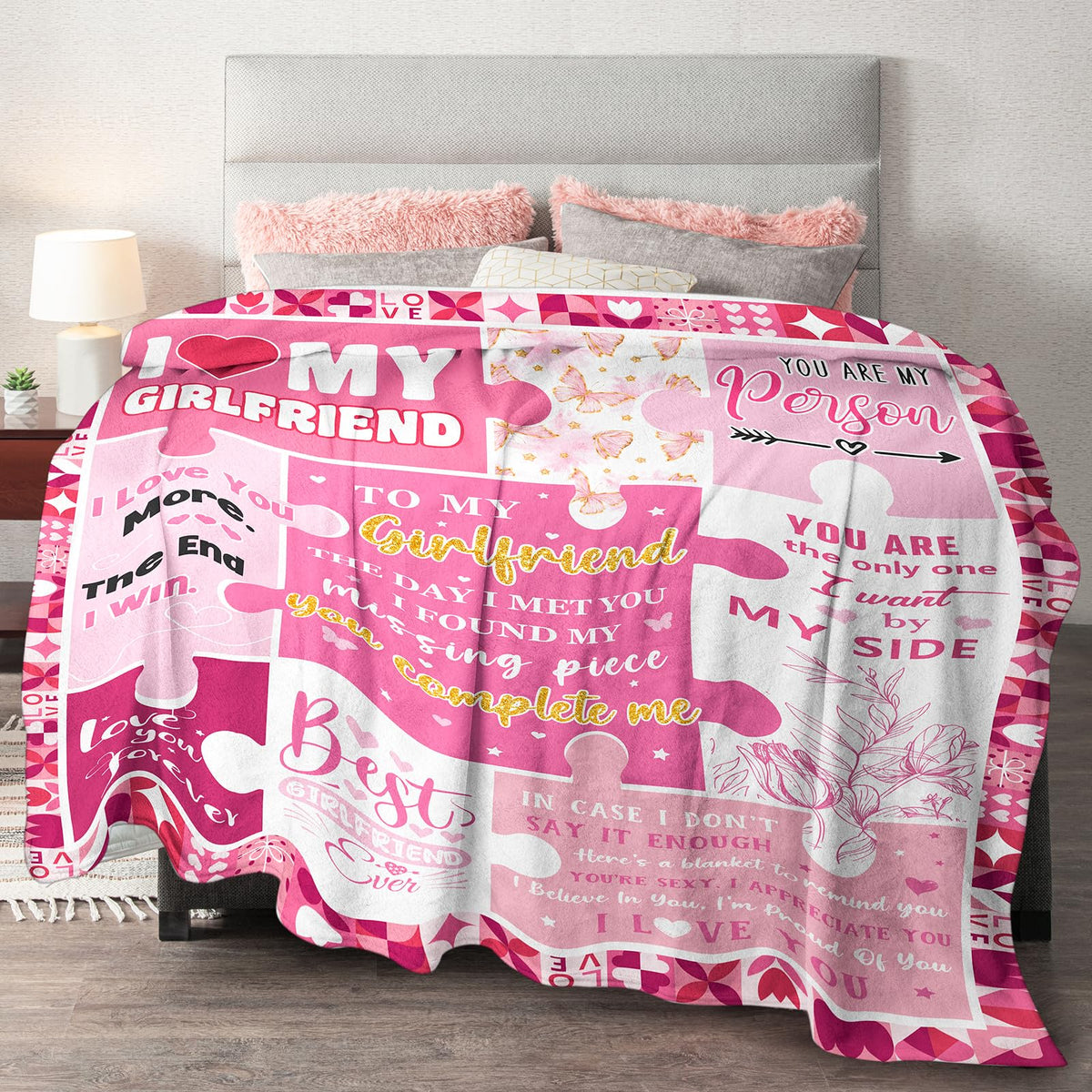 Gifts for Girlfriend Blanket - Cute Birthday Gifts for Girlfriend - Valentines Day Girlfriend Gifts from Boyfriend - Girlfriend Gifts for Her Anniversary Christmas - Mothers Day Girlfriend Gifts Idea