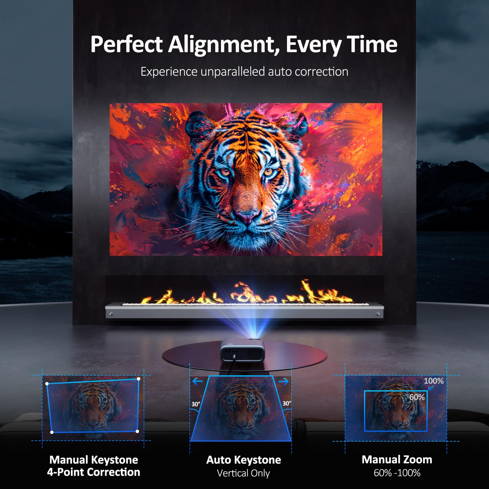 NexiGo PJ40 (Gen 3) Projector with WiFi and Bluetooth, D65 Calibrated, Native 1080P, 4K Supported, Projector for Outdoor Movies, 20W Speakers, Home Theater, Compatible w/TV Stick, iOS, Android