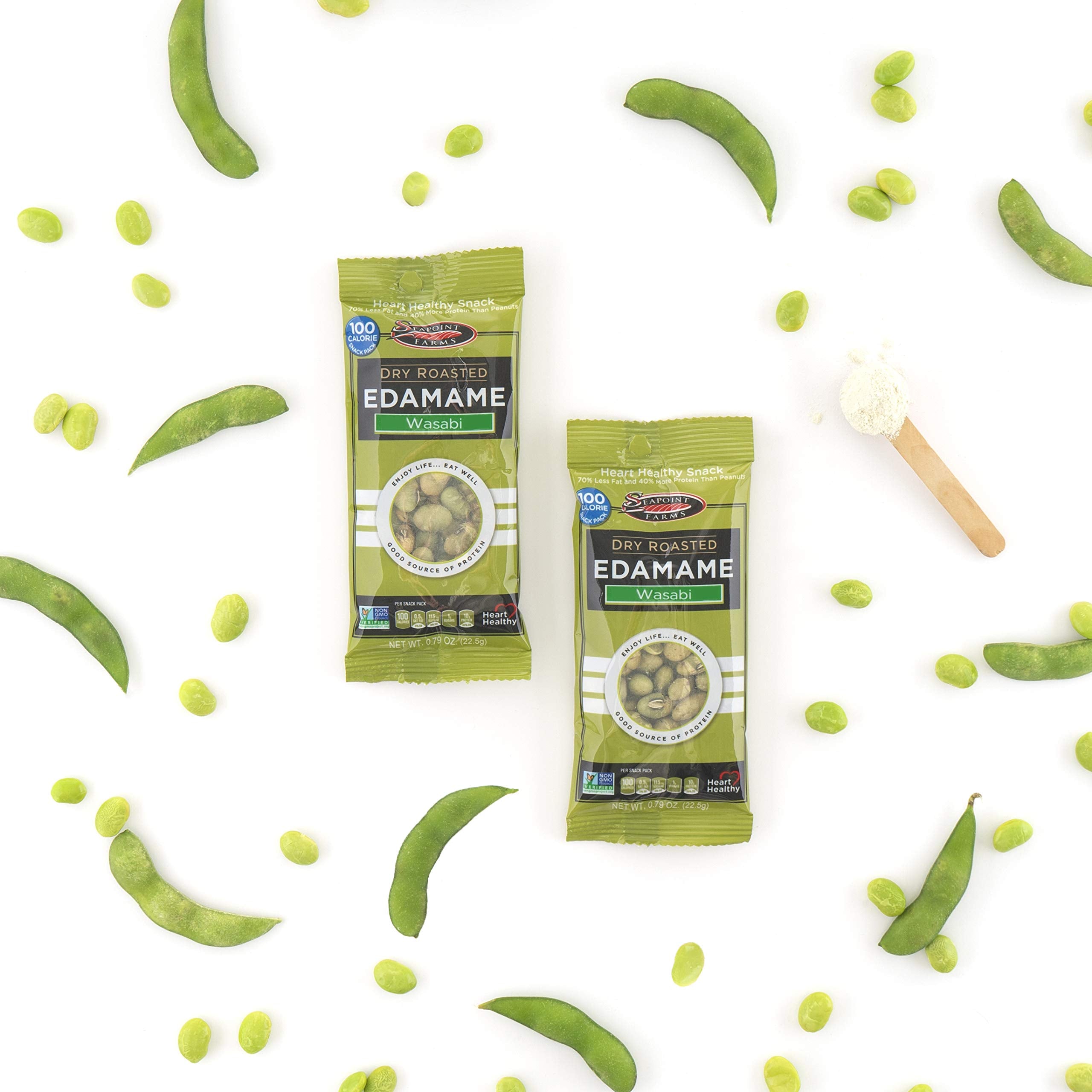 Seapoint Farms Dry Roasted Edamame, Wasabi, Vegan, Gluten-Free, and Non-GMO, Crunchy Snack for Healthy Snacking, 100 Calorie Snack Pack (12 Boxes)