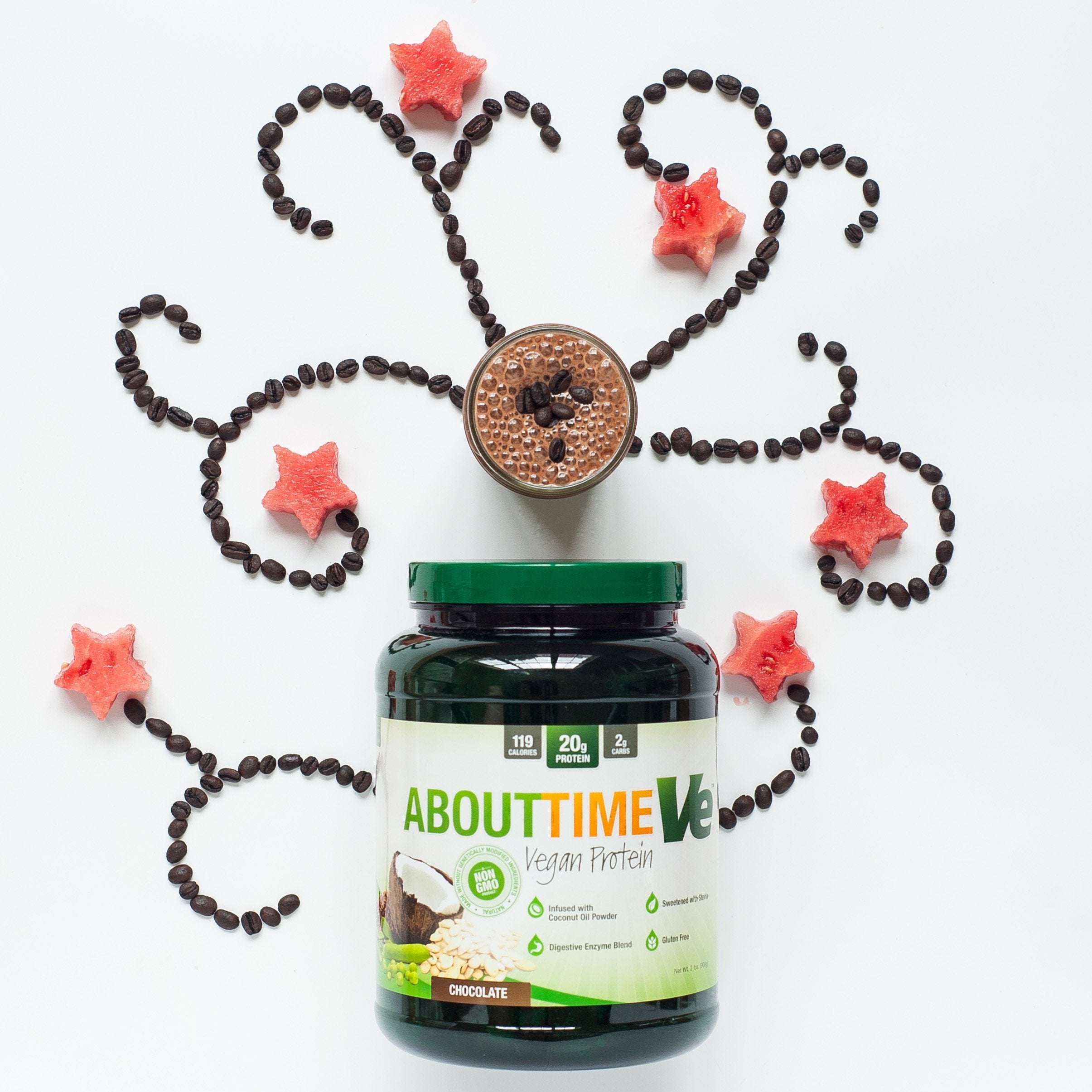 About Time Natural Vegan Protein Chocolate 2lb - 24g Protein, Non-GMO, Plant Based, Gluten Free, Soy Free, Dairy Free, 32 Servings