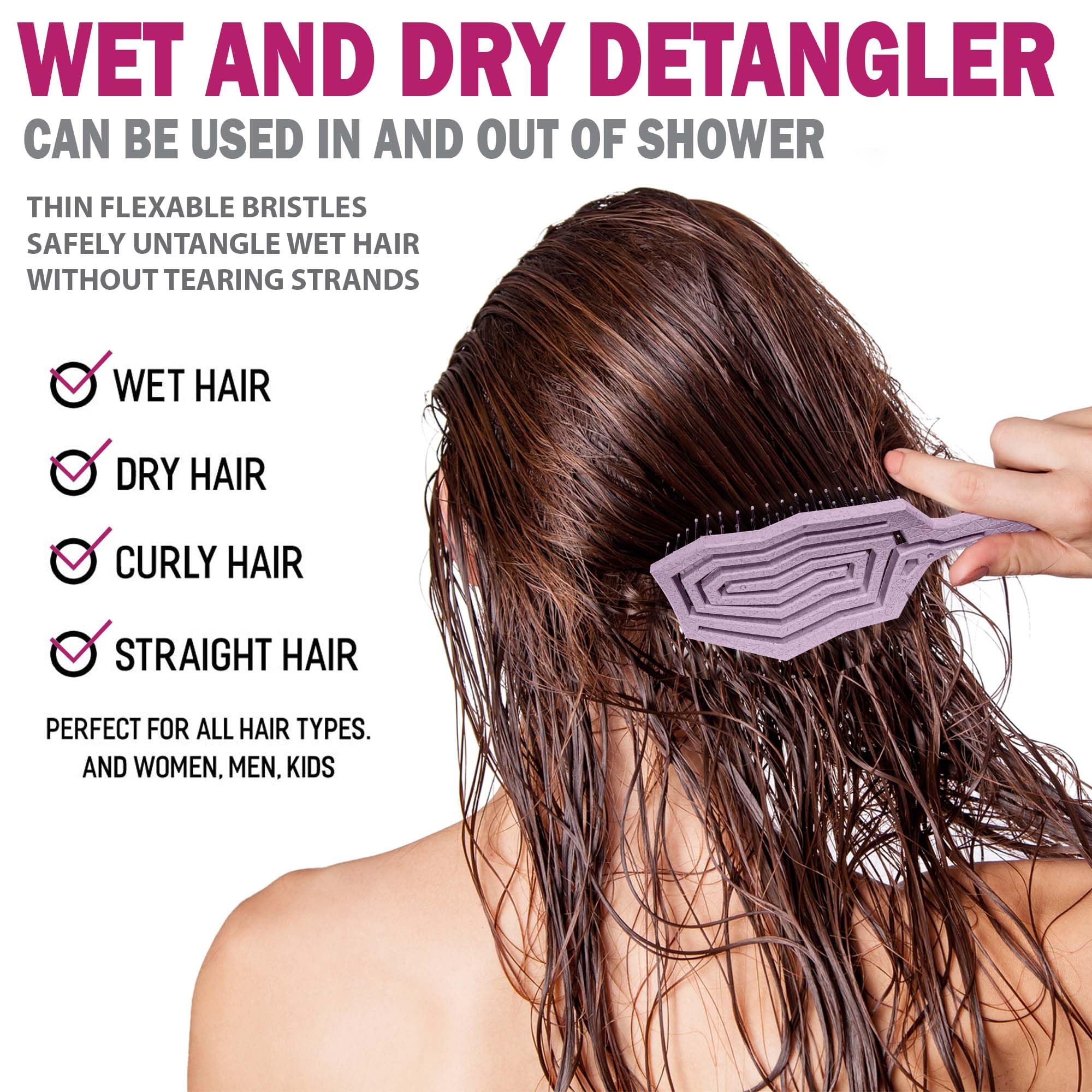 Fiora Naturals Hair Detangling Brush -100% Bio-Friendly Detangler hair brush w/Ultra-soft Bristles- Glide Through Tangles with Ease - For Curly, Stright, Women, Men, Kids, Toddlers, Wet and Dry Hair