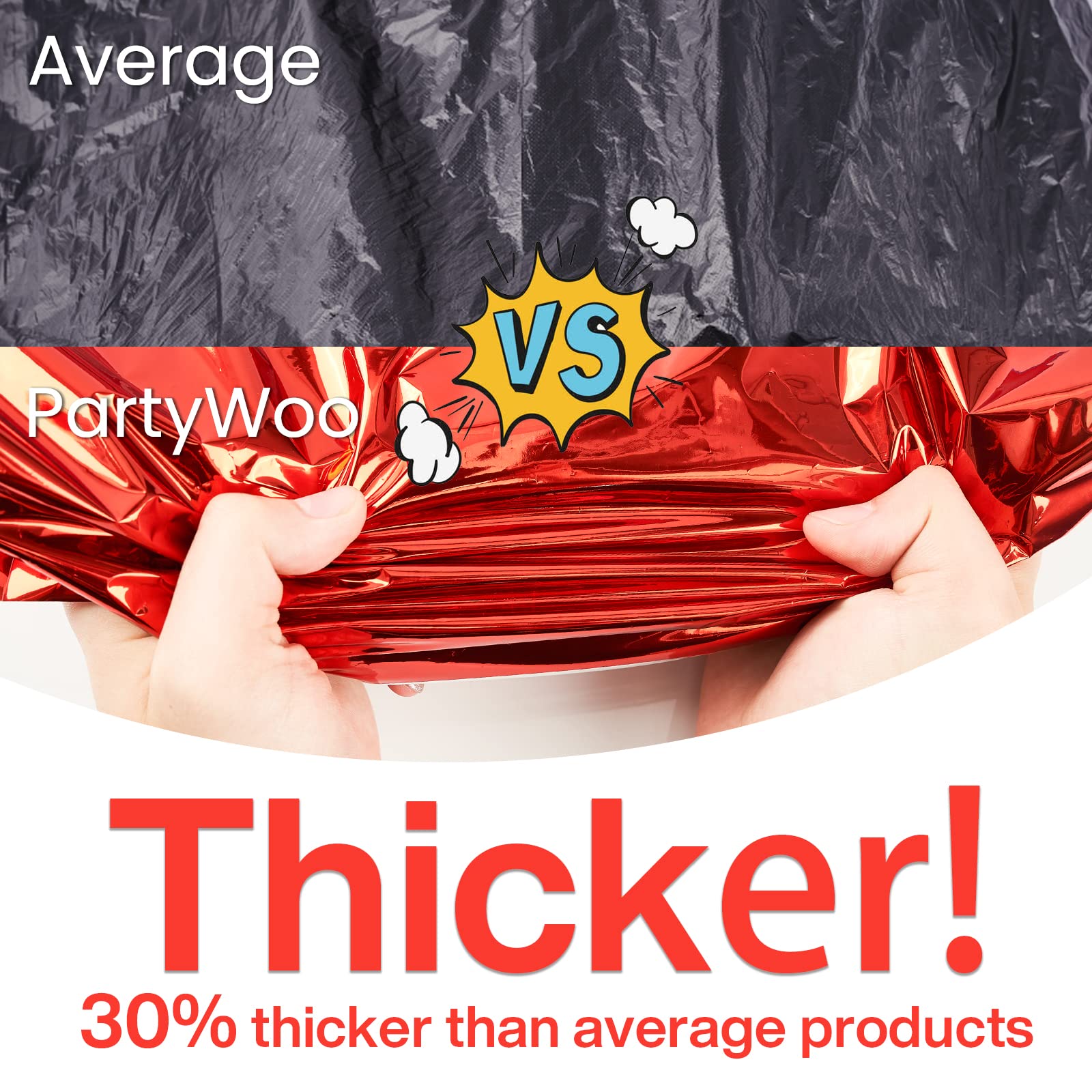 PartyWoo 3 pcs Red Foil Table Cover, 54 x 108 Inch Rectangle Waterproof Tablecloth for 6 to 8 Foot Tables, Disposable Plastic Party Tablecloth for Graduation Christmas Birthday Party Decorations