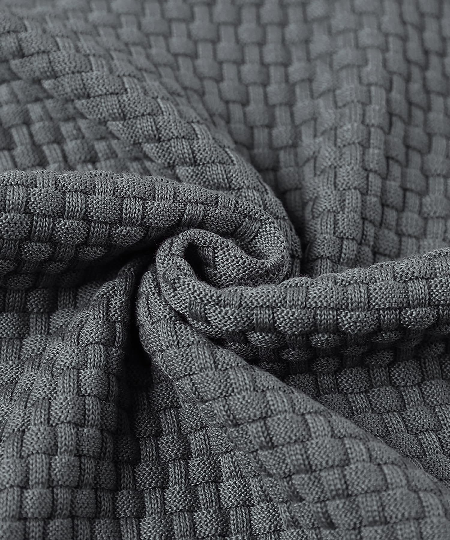 Zaitun Mens Hooded Sweatshirt Long Sleeve Solid Knitted Hoodie Pullover Sweater Dark Gray