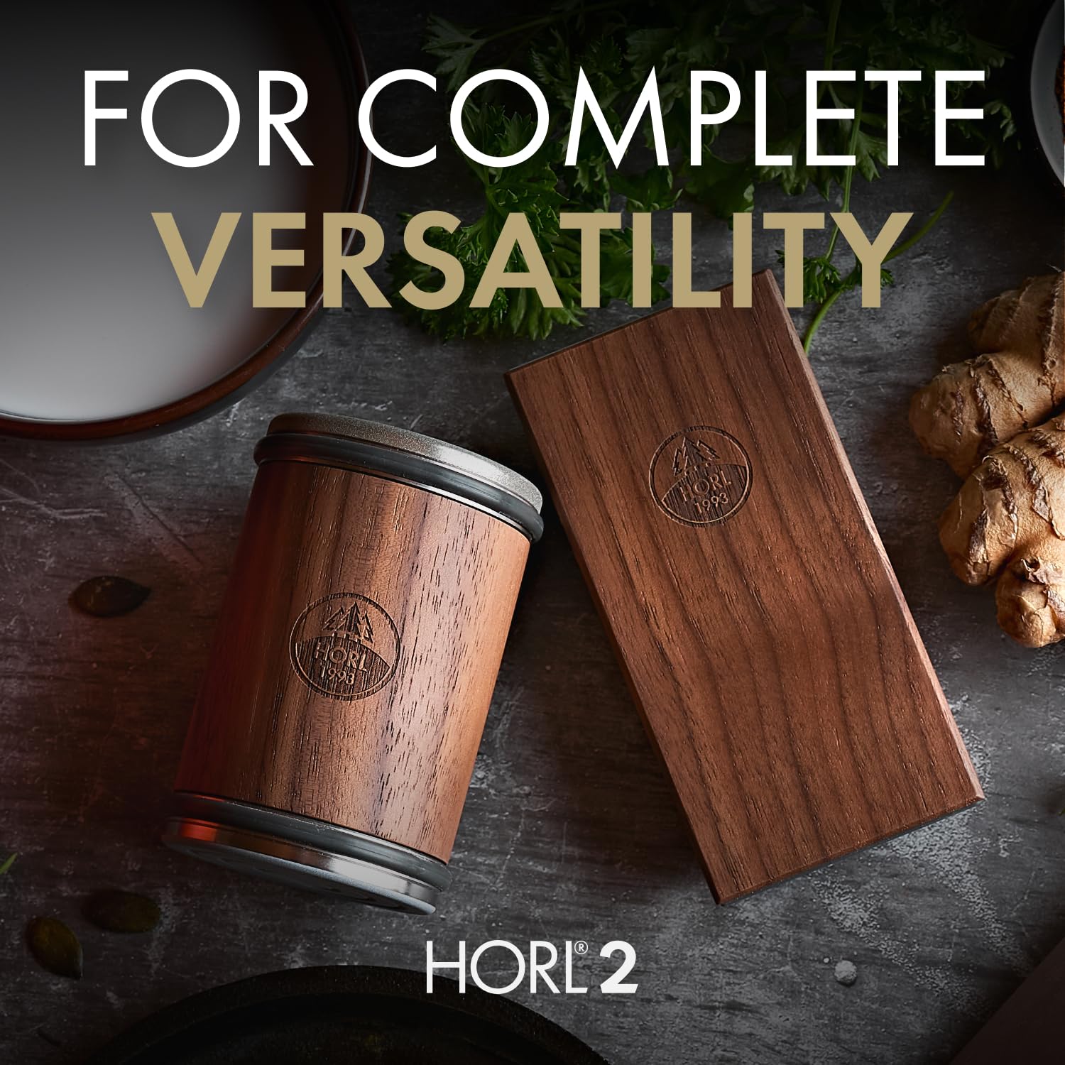 HORL 2 Walnut Rolling Knife Sharpener - Kitchen Knife Sharpener for Razor Sharp Edges Made in Germany - Easy Knife Sharpening Kit - Knife Sharpener Roller with Magnetic Holder with 15 & 20 Degrees