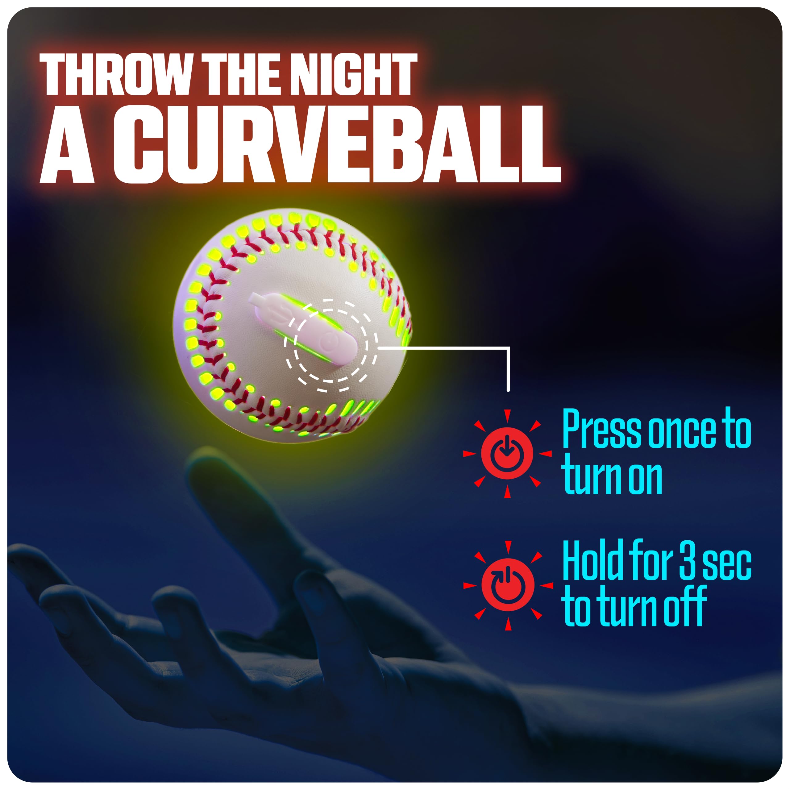 GlowCity Premium Leather LED Rechargeable Light-Up Baseball - Illuminate The Game - Nighttime Fun and Play - Sports Stuff & Gadgets for Kids Age 8 Years Old and Up - Catch Only