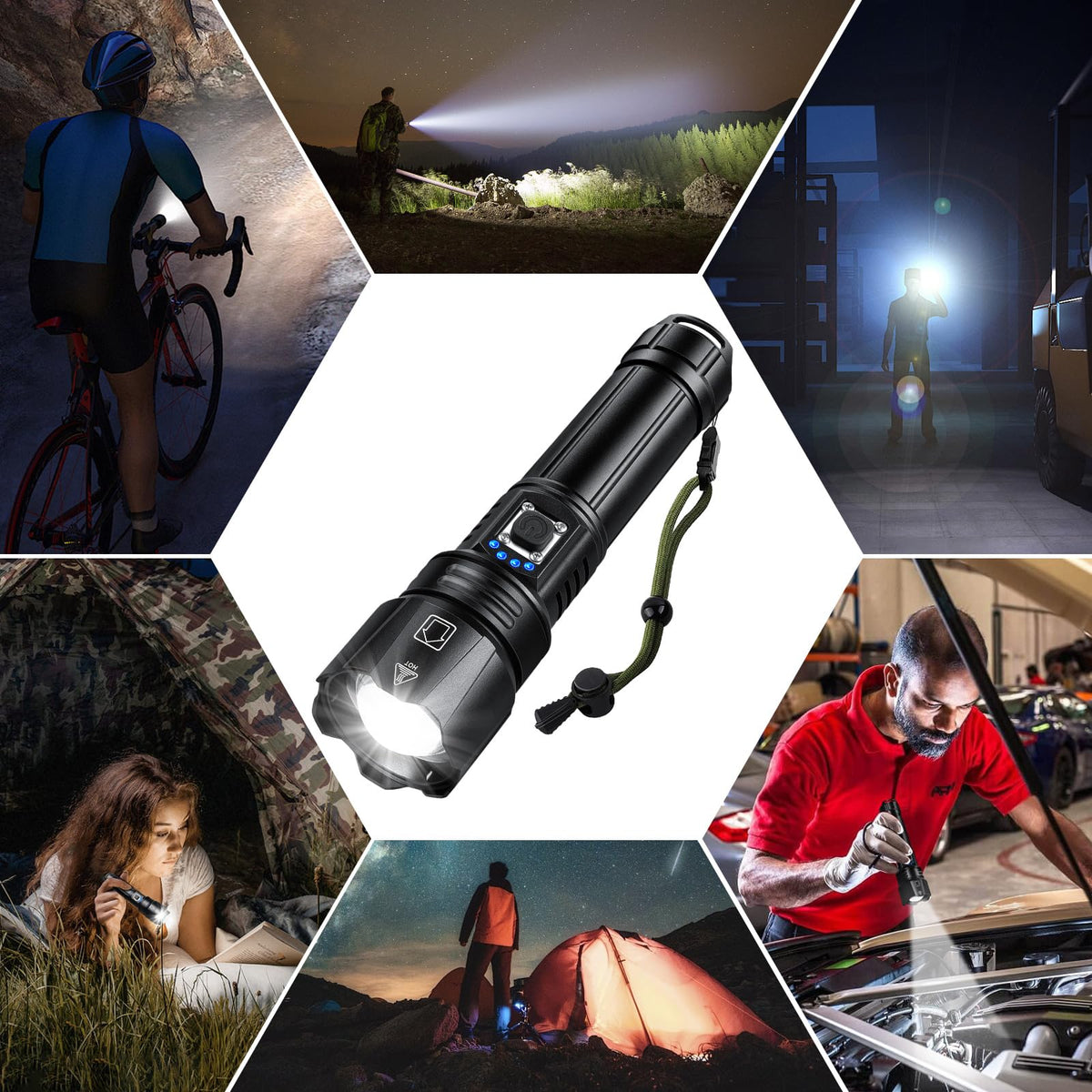 Flashlights High Lumens Rechargeable, 990000 Lumen Super Bright Flashlight 2 Pack, High Powered LED Flash Light with 5 Modes, IPX6 Waterproof Handheld Flashlights for Home Camping Gift