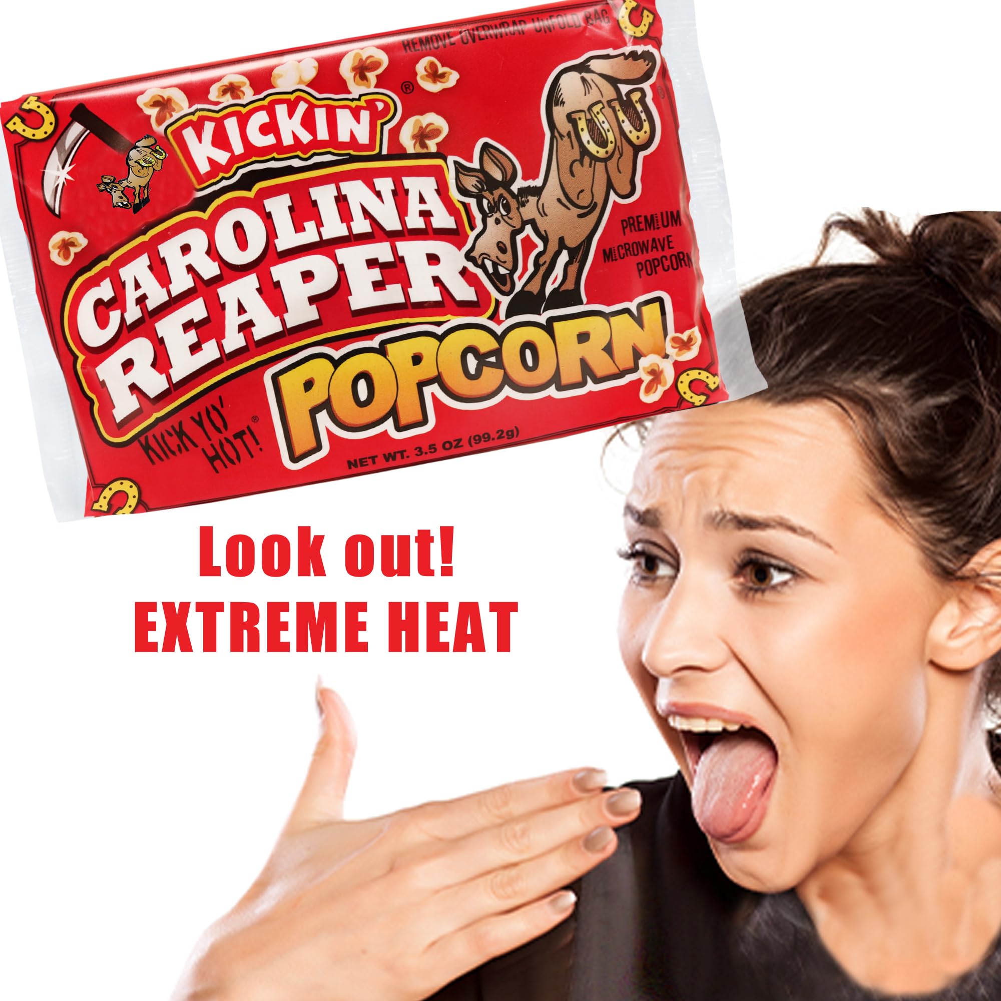 ASS KICKIN’ Carolina Reaper Pepper Microwave Popcorn – 12 Pack - Ultimate Spicy Gourmet Gift Popcorn - Makes a Great Movie Theater Popcorn or Snack Food - Try if you dare!
