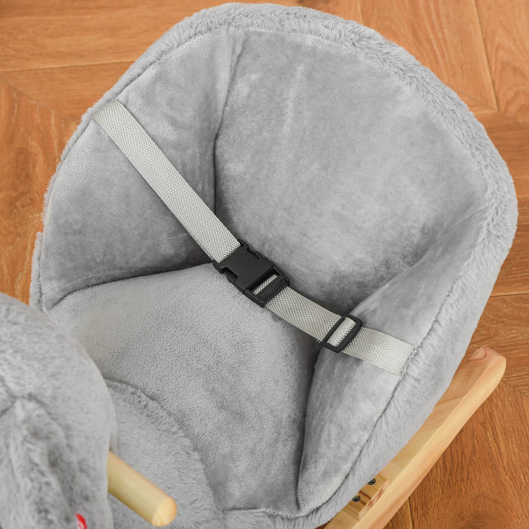 Qaba Kids Ride-On Rocking Horse, Koala-Shaped Rocker with Realistic Sounds for Children 18-36 Months, Gray