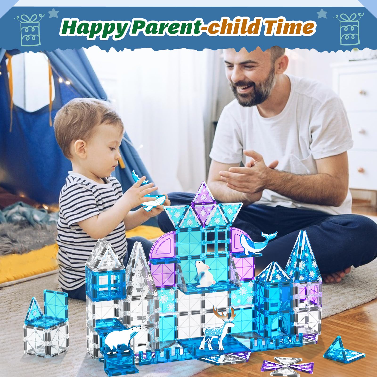 Magnetic Tiles Arctic Animals Frozen Toys for Girls Age 3-4 4-7 Toddler Kids Toys Magnetic Blocks Building Set Kids Games STEM Toys for Girls and Boys Ages 3 +