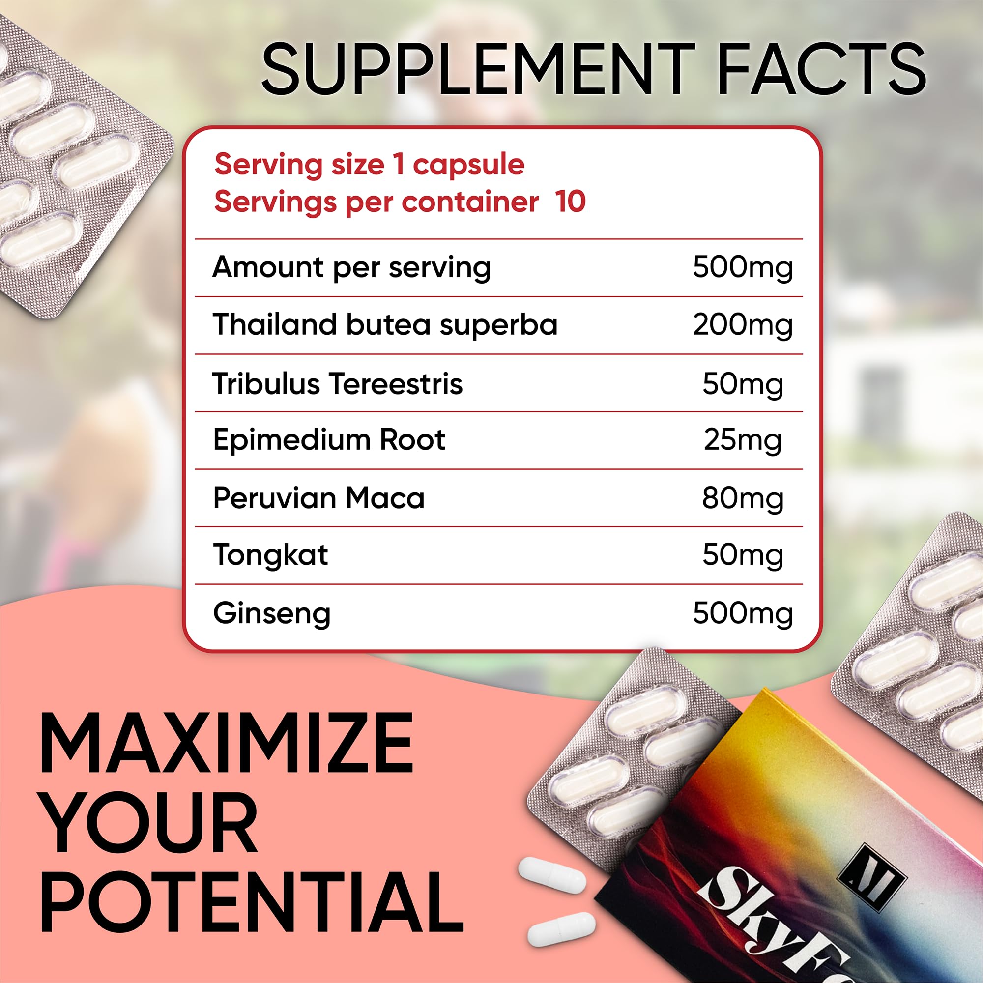 SkyFeel, Maximize Energy, Performance, Vitality and Vigorous Endurance - (10 Pk) Made in The USA