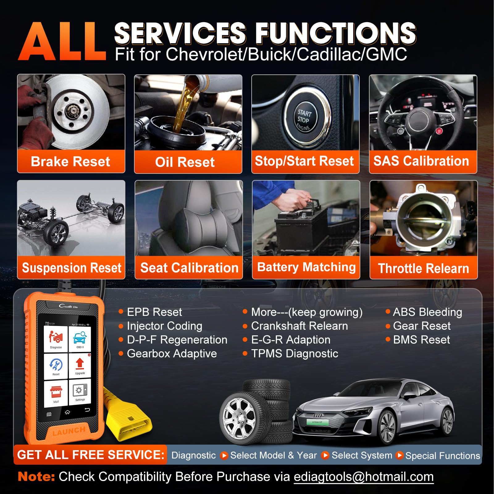 2025 LAUNCH Creader Elite fit for GM Bi-Directional Scanner, All Resets Full System Diagnostic Scan Tool, ECU Coding, Full OBD2 Code Reader for Buick/Chevrolet/Cadillac/GMC, Lifetime Free Update