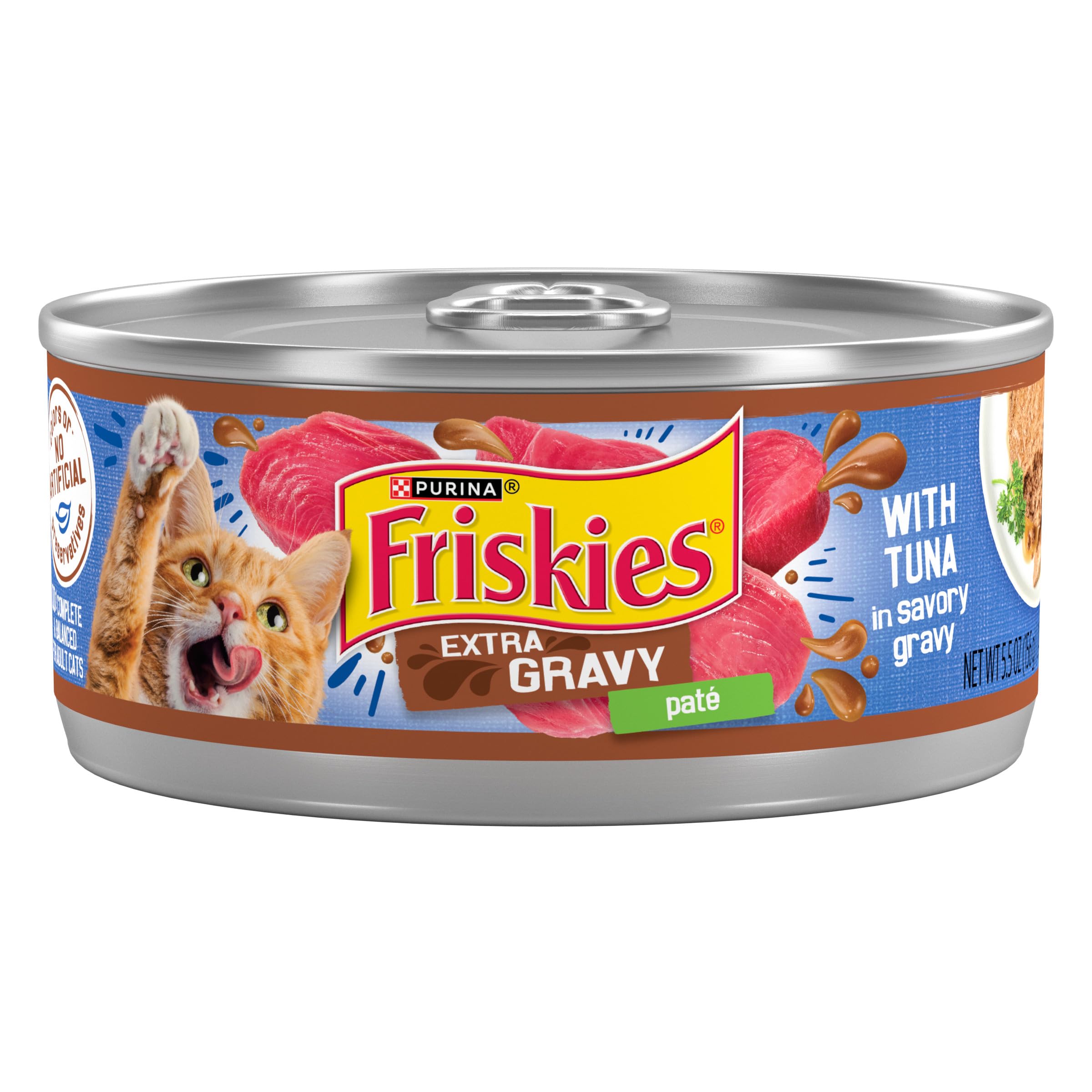 Purina Friskies Wet Cat Food Gravy Pate, Extra Gravy Pate With Tuna in Savory Wet Cat Food Gravy - (Pack of 24) 5.5 oz. Cans