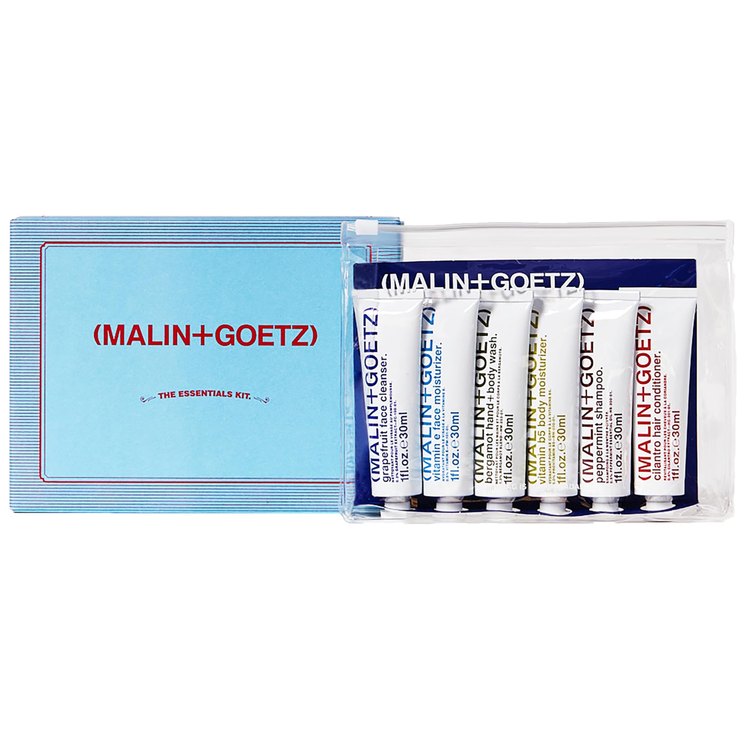 Malin + Goetz The Essentials Kit Holiday Edition – Travel & Gifting Skincare Set, Holiday Self-Care Set for Men & Women, Stocking Stuffer Skin Care Products for All Skin Types, Vegan & Cruelty Free