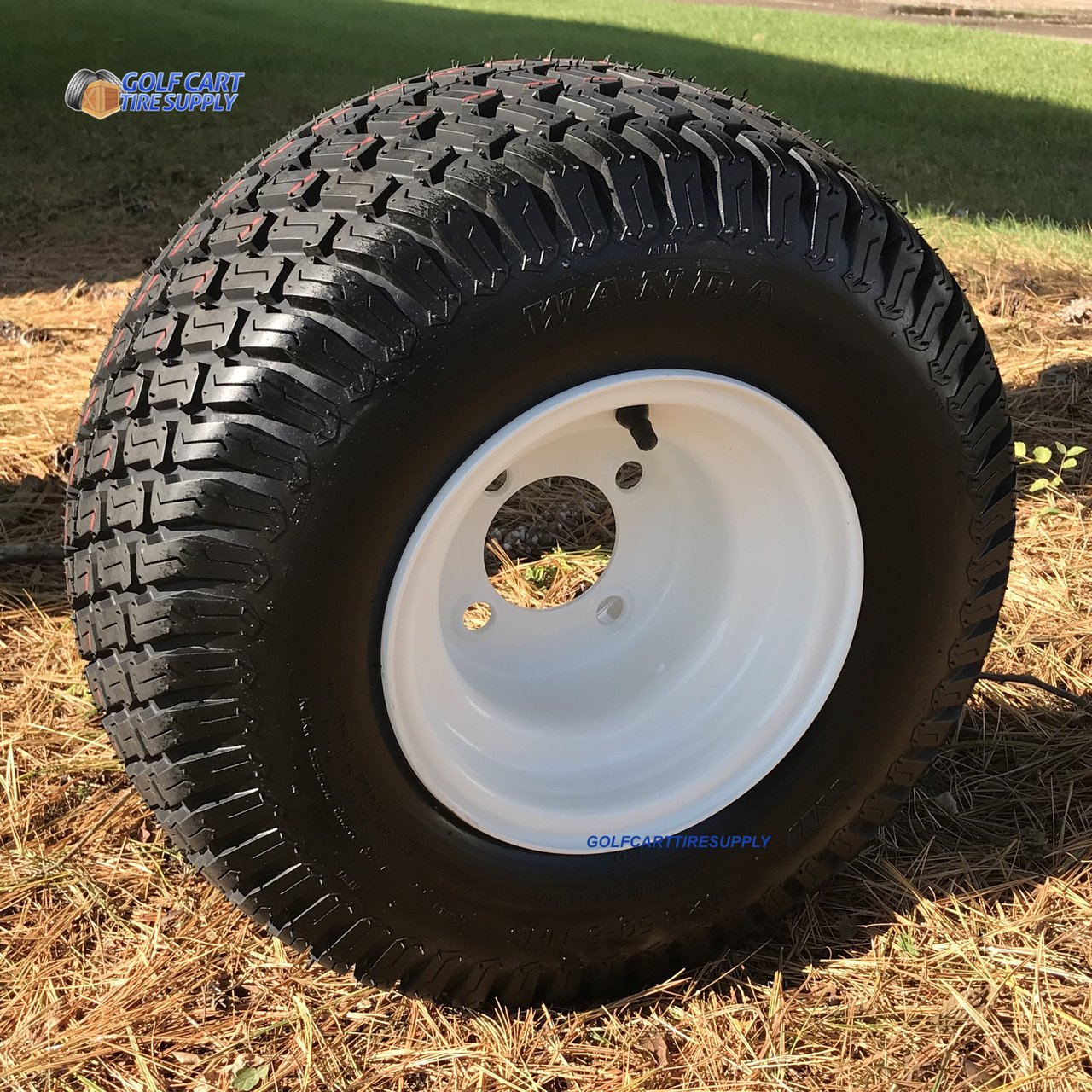 8" WHITE Steel Golf Cart Wheels and 18x8.50-8" Turf/Street Golf Cart Tires - Set of 4