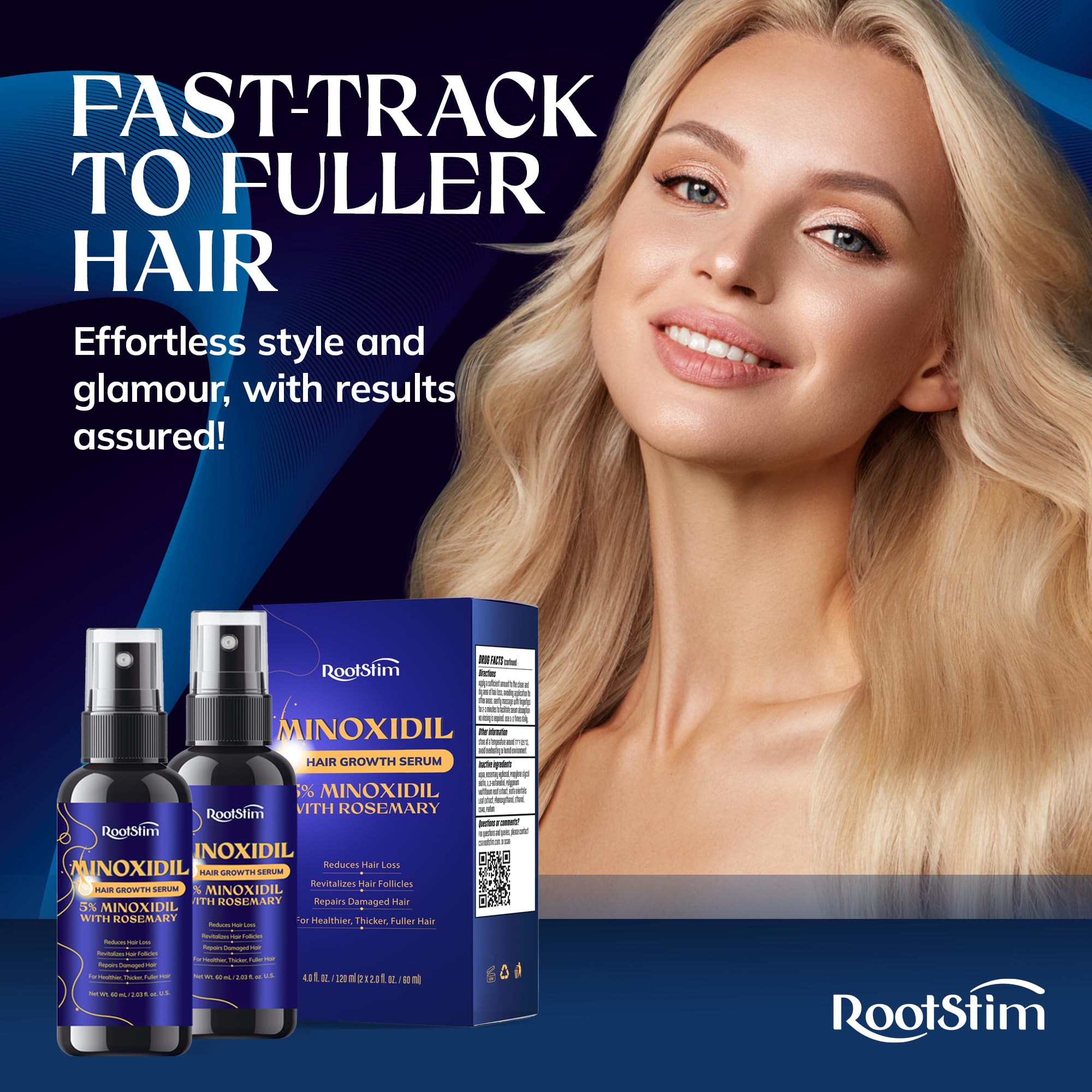 5% Minoxidil Hair Growth for Men and Women: 4-Pack Extra Strength Minoxidil Hair Loss Treatment Serum with Rosemary for Faster Stronger Thicker Hair Growth - 240 ML