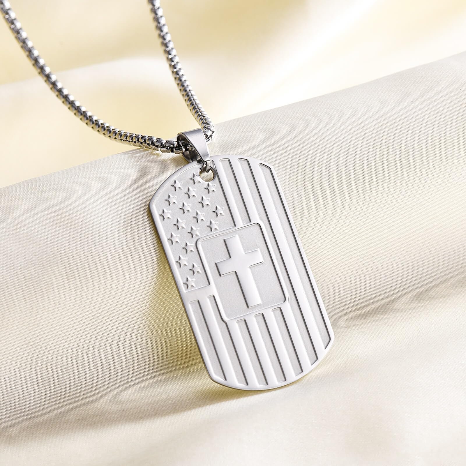 Coolvy To My Grandson Necklace from Grandma, Dog Tag Cross Necklace for Men, Birthday Graduation Back To School Christmas Gifts for Grandson (Grandson Gifts From Grandma - Never, Black)
