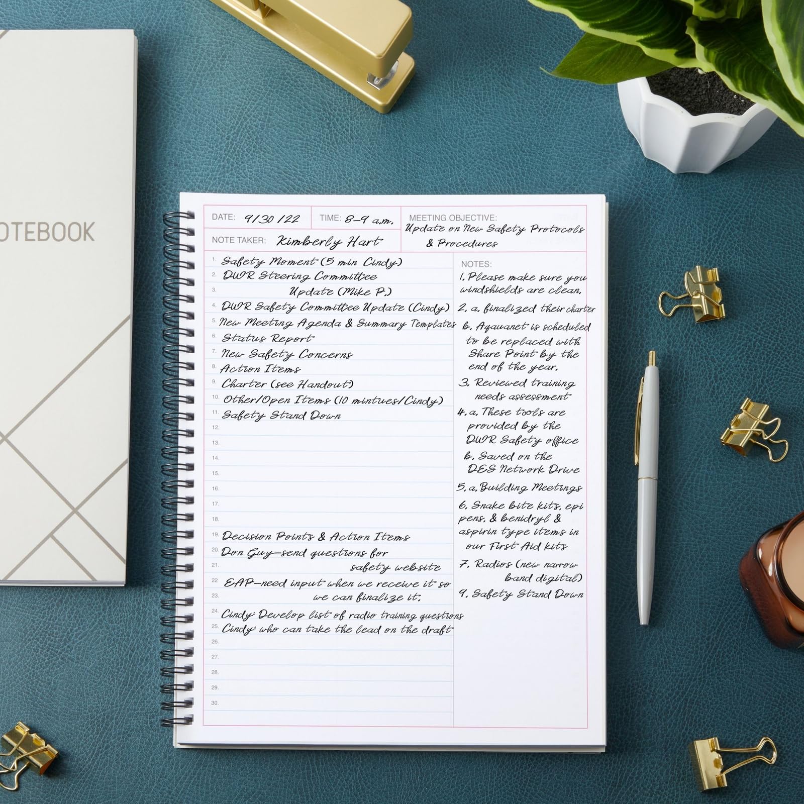 Juvale Meeting Notebook for Work & Office Use - Pack of 2 8.5 x 11 in White Soft Cover Modern - Spiral Bound Daily Planner & Project Management Notes - Office Supplies & Desk Accessories