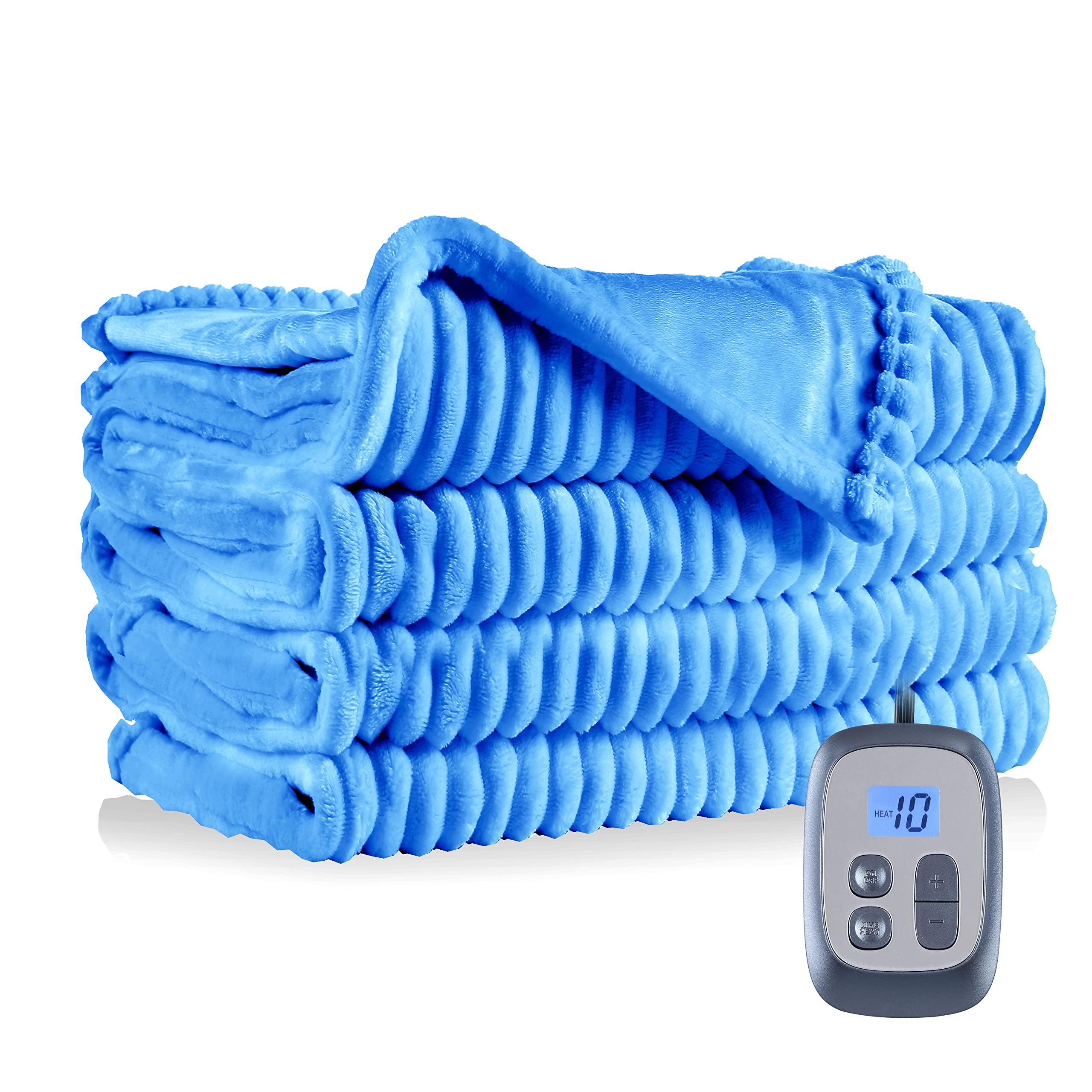 Electric Heated Blanket 72"x84" Full Size with 10 Heating Levels and 12 Hours Auto-Off Large Oversized Heating Blanket with Soft Plush Fabric for Bedding - Sky Blue