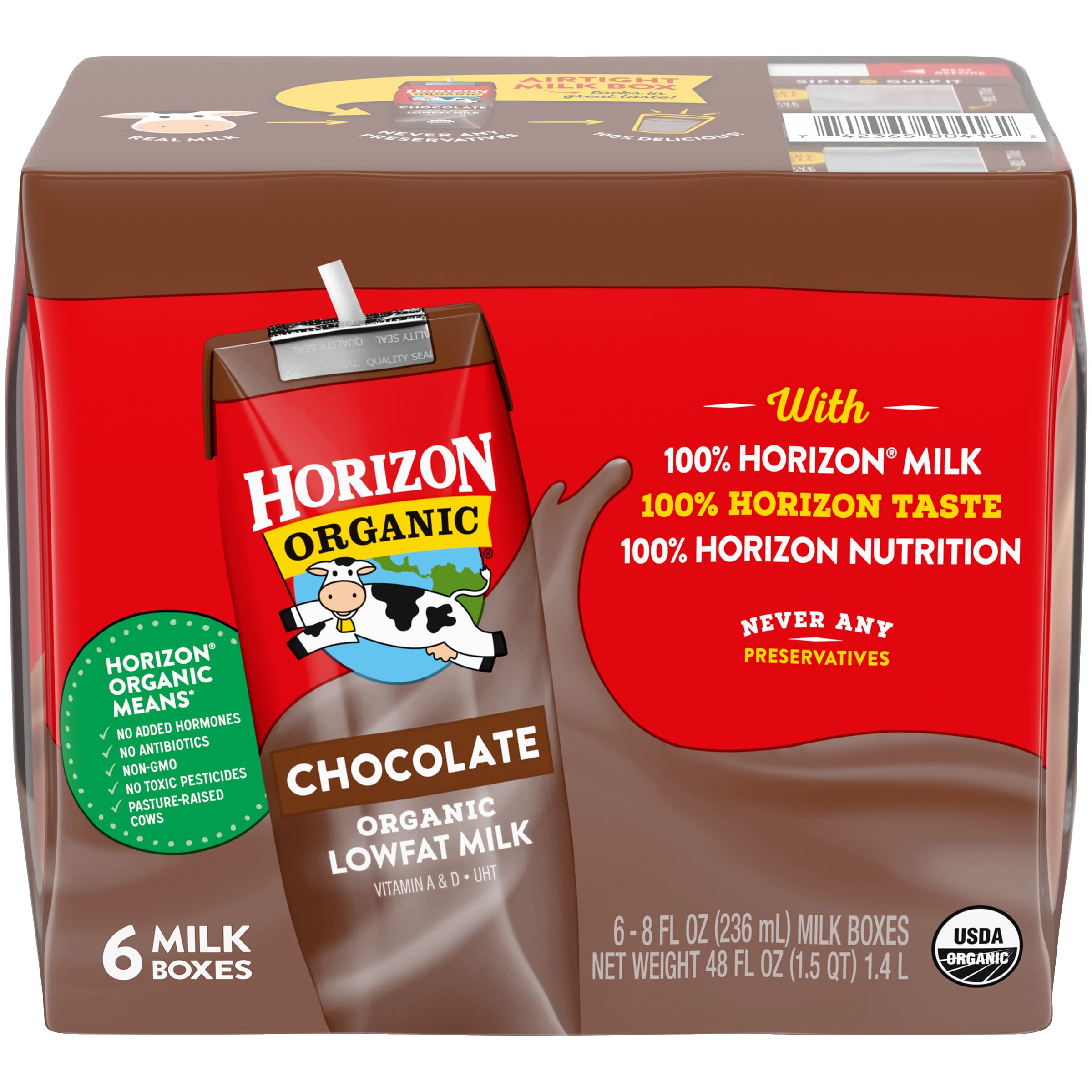 Horizon Organic, 1% Low Fat Milk, Chocolate, 6pk, 8oz