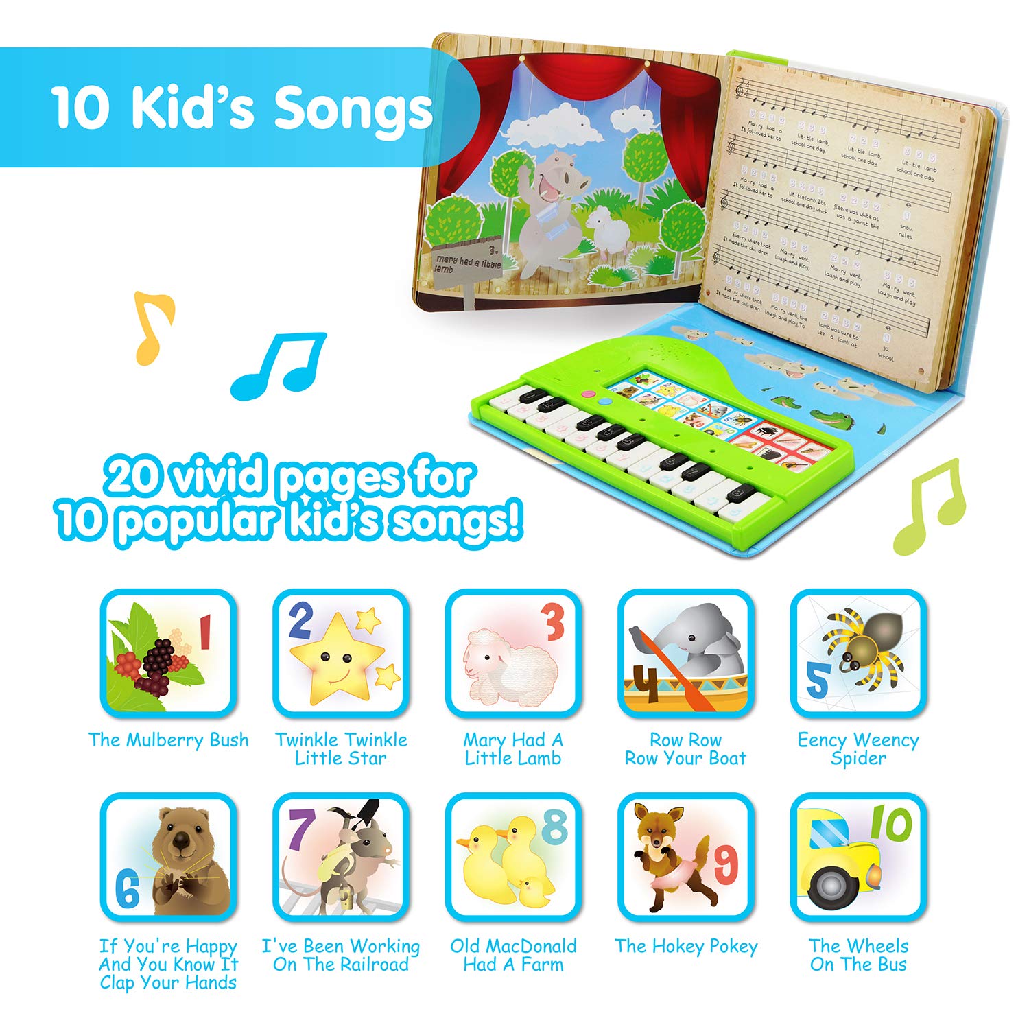 BEST LEARNING My First Piano Book - Educational Musical Toy for Toddlers Kids Ages 3-5 Years - Ideal 3, 4 Year Old Boy or Girl Christmas and Birthday Present
