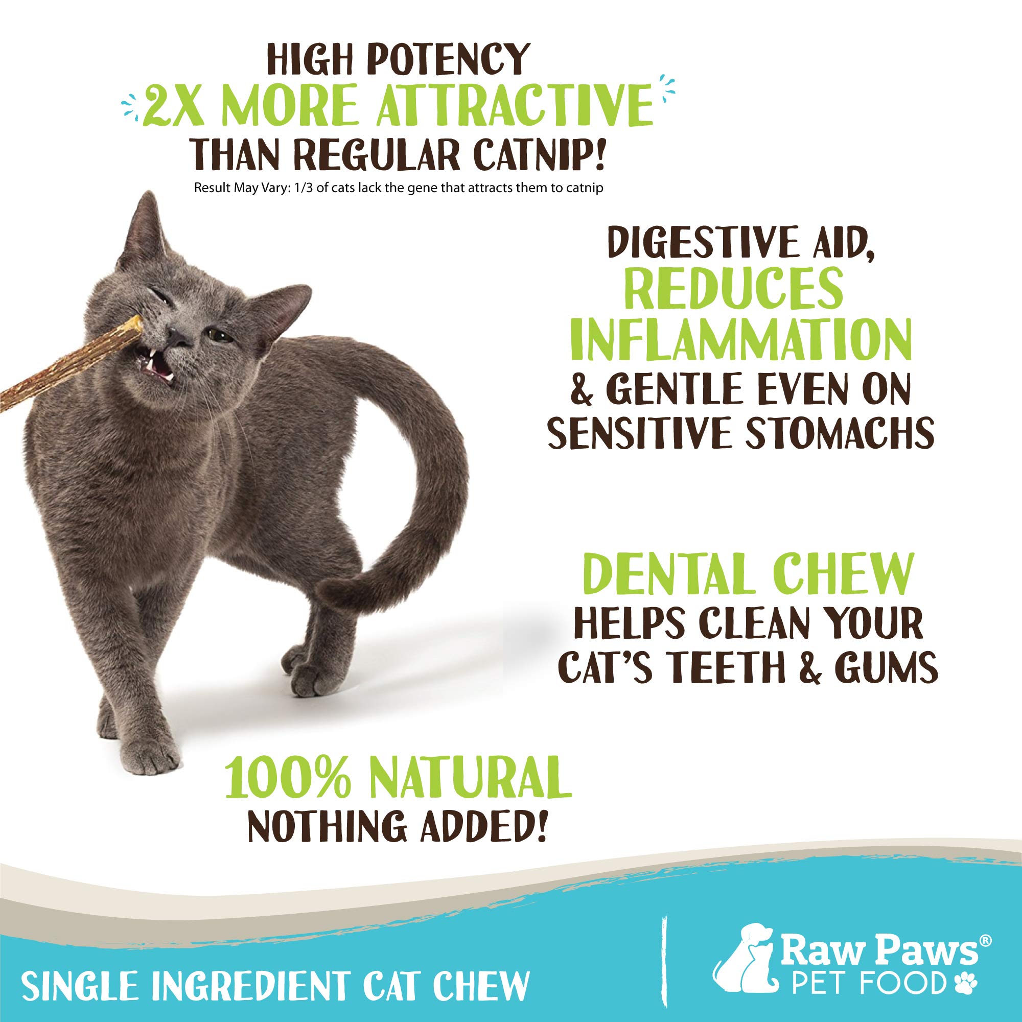 Raw Paws Silvervine Sticks for Cats, 30 (Pack) - Silvervine Cat Toy for Indoor Cats, Catnip Sticks, Matatabi Cat Chew Stick, Silvervine for Cats, Silver Vine Sticks Cats Kicker Toy, Cat Toy Silvervine