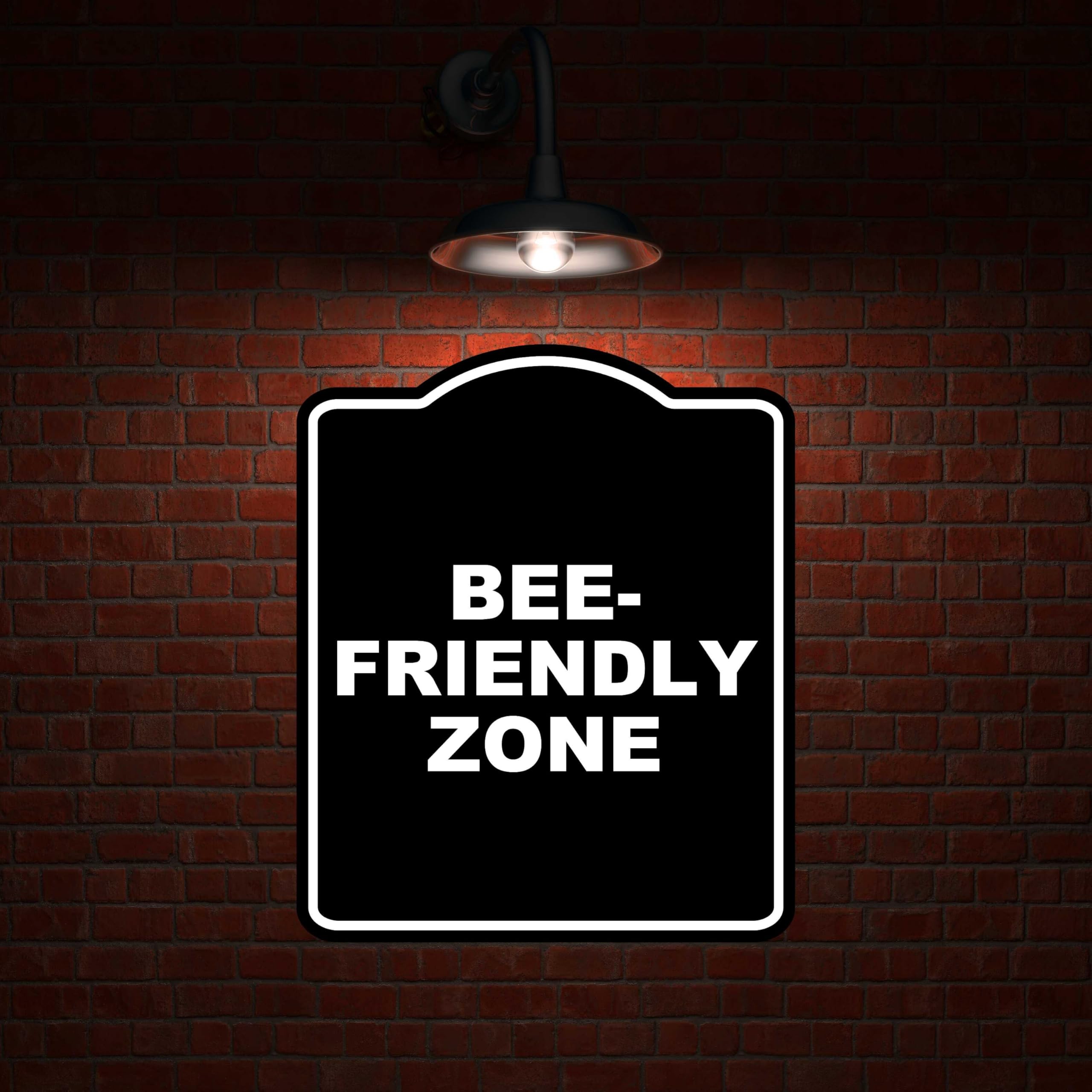 BEE-FRIENDLY ZONE BLACK Minimalist Aluminum Composite Sign 20 x 24 inches