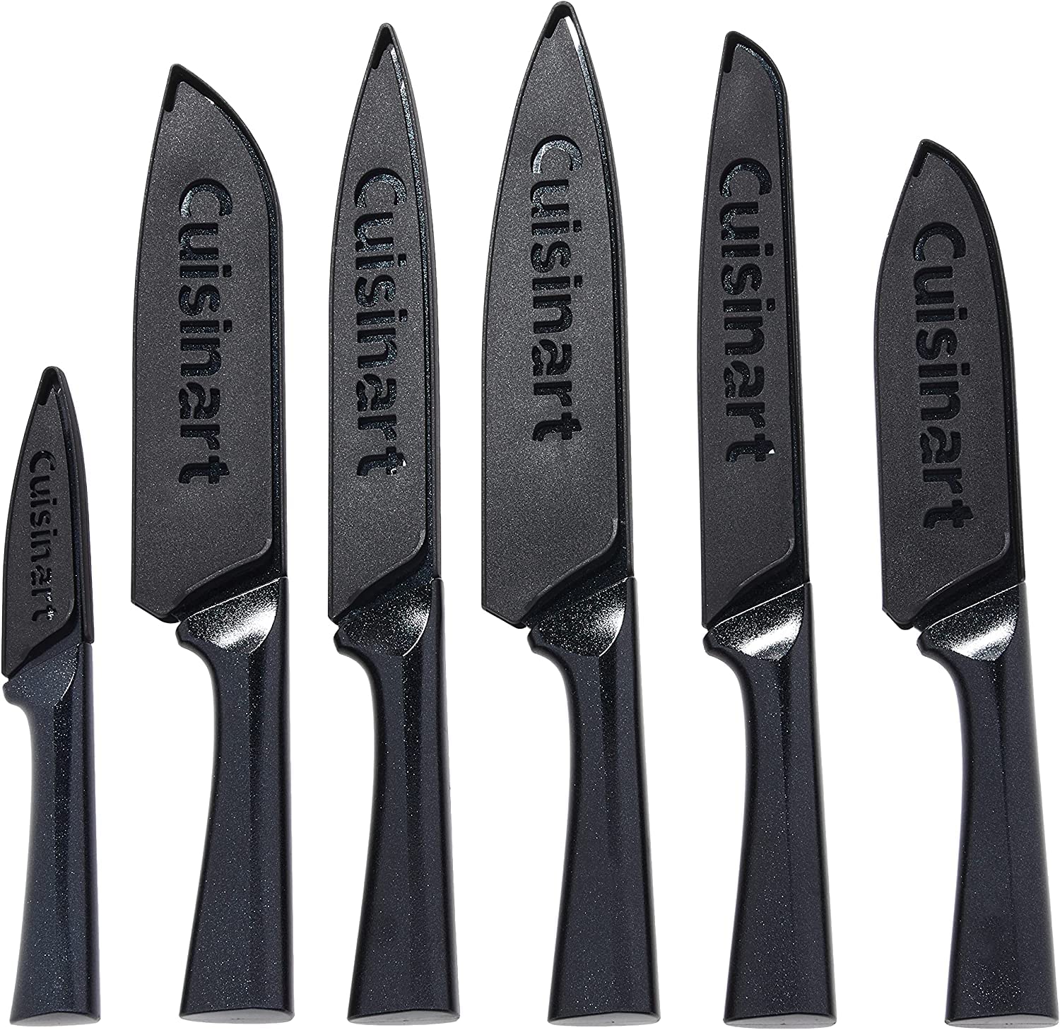 CUISINART Cutlery Knife Set, 12pc Metallic Cutlery Knife Set with Blade Guard , Lightweight, Stainless Steel, Durable & Dishwasher Safe, C55-12PMB,Black