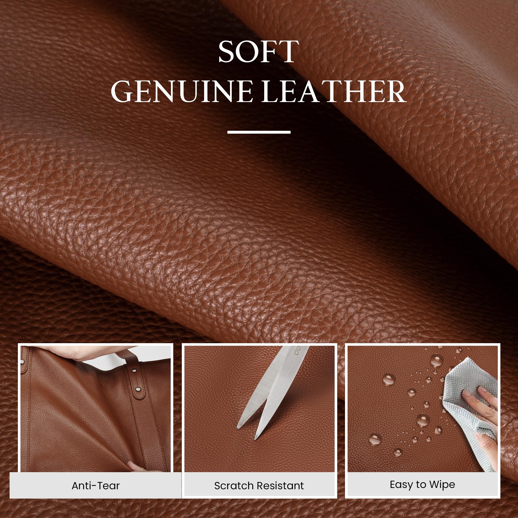 befen Genuine Leather Tote Bag for Women Work, Womens Totes Purse Shoulder Leather Purses Handbags with 15.6 Inch Compartment Cognac Brown