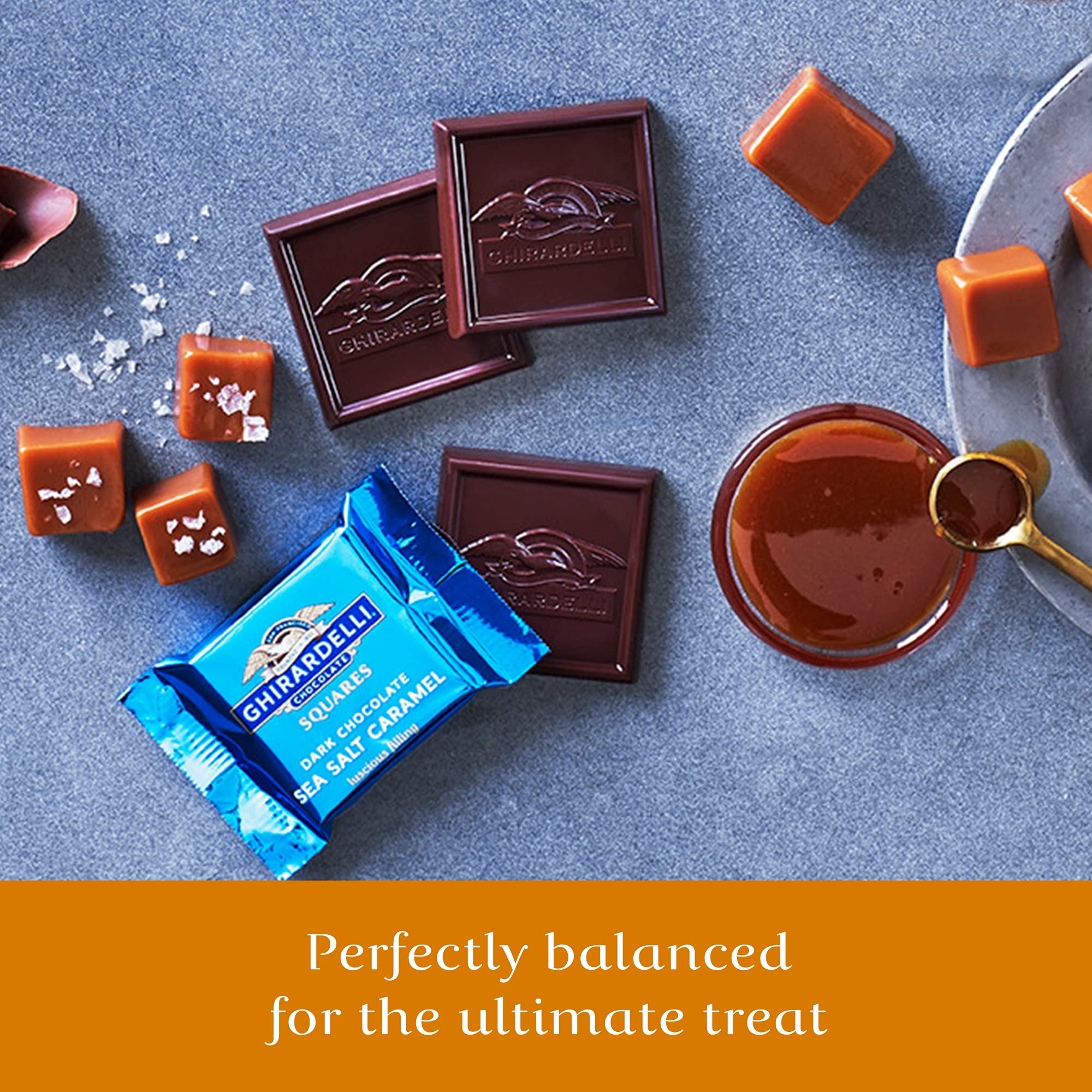 Ghirardelli Dark & Sea Salt Caramel Chocolate Squares, 0.53 Ounce, 50 count
