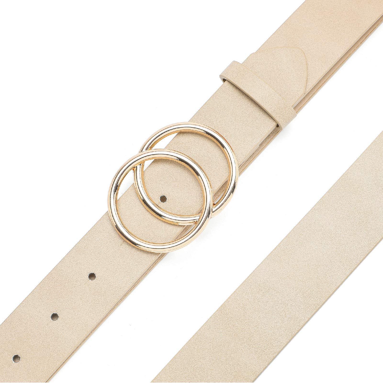 Earnda Women's Leather Belt Fashion Soft Faux Leather Waist Belts For Jeans Dress Beige X-Small