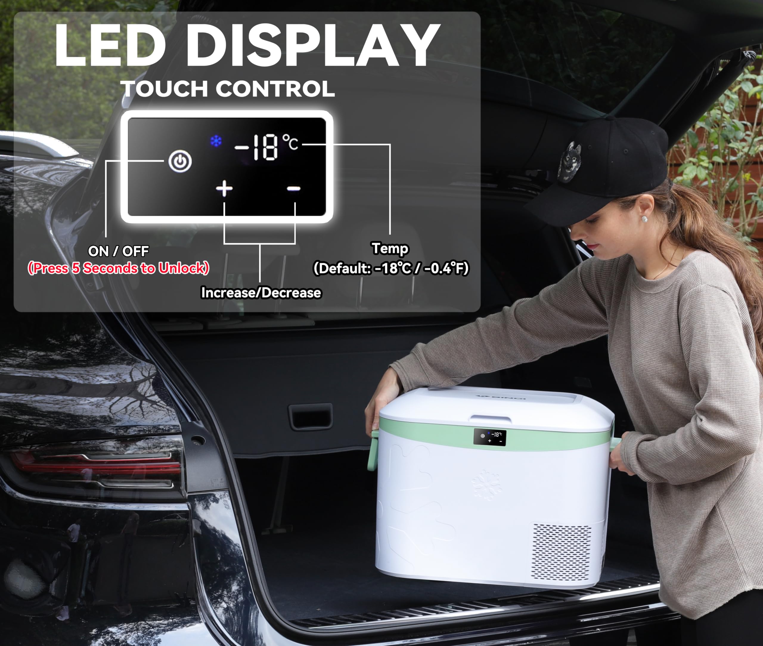 Megiu Car Fridge Portable 12V Refrigerator 19 Quart (18 Liter) 12 Volt Freezer Compressor Cooler 12V/24V DC 110~240 V AC for Truck Van RV Camper SUV and Home Use -18℃~+15℃