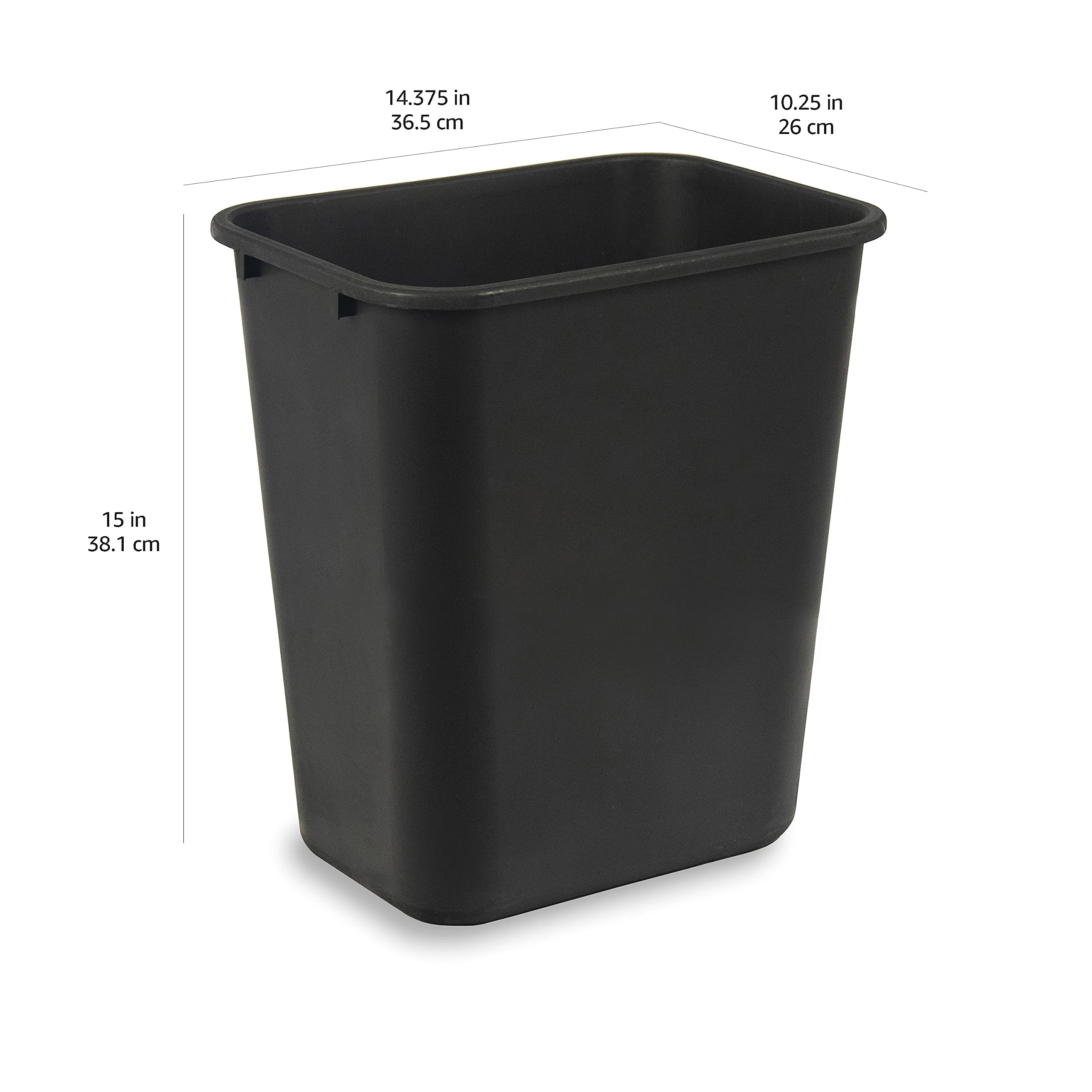 Amazon Basics Rectangular Commercial Office Wastebasket, 7 gallon (Pack of 2), Black (Previously AmazonCommercial brand)
