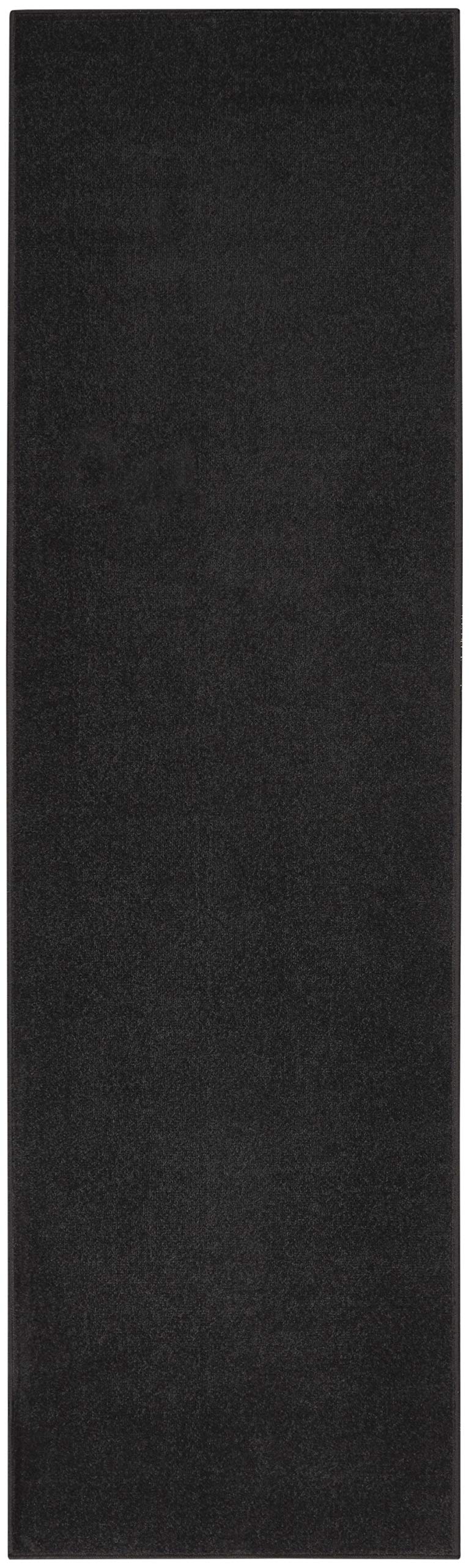Nourison Essentials Indoor/Outdoor Black 2'2" x 7'6" Area Rug, Easy Cleaning, Non Shedding, Bed Room, Living Room, Dining Room, Backyard, Deck, Patio (2x8)
